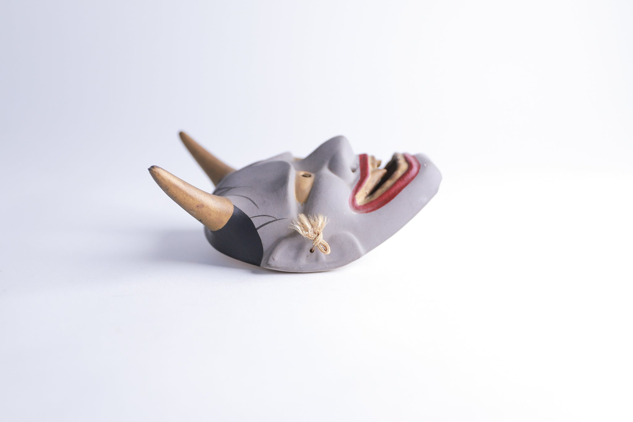 般若 ミニお面 陶器 鬼面 鬼神 能楽 開運 魔除け 招福 縁起物 インテリア◆tko509