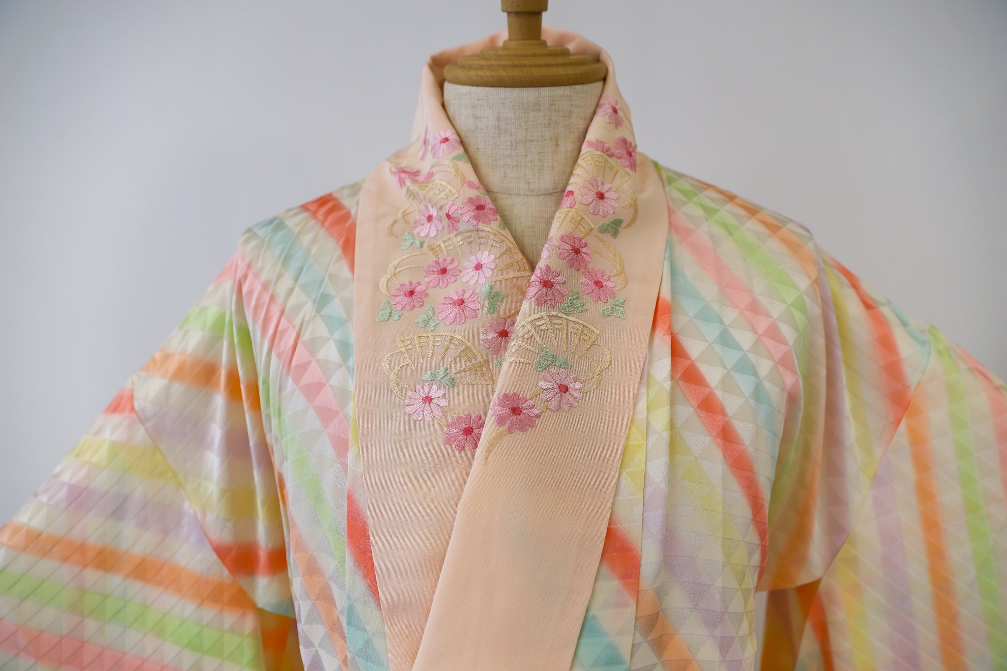 女性カラフル襦袢 シルク リユース◆twj532