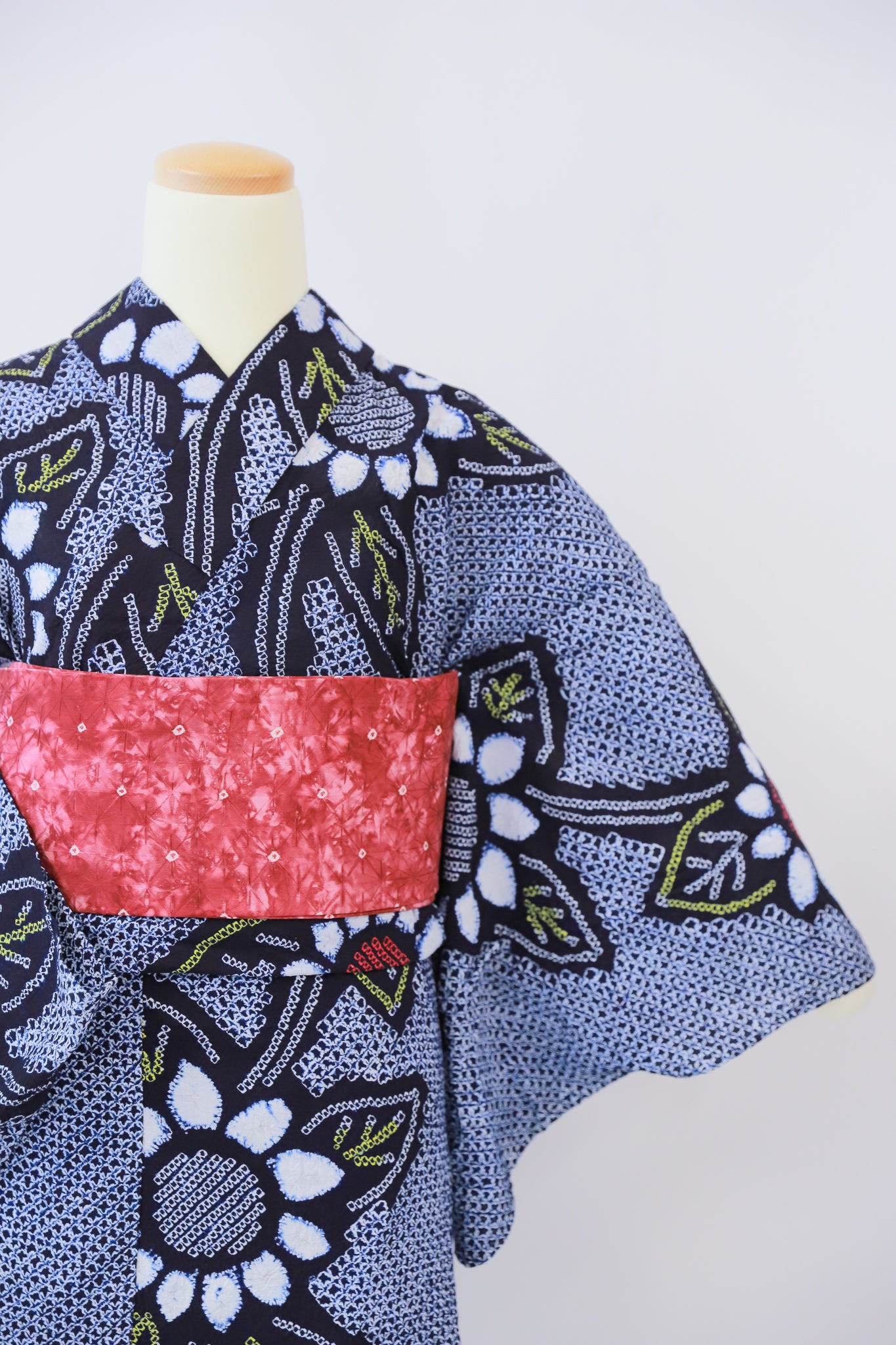 ★セット買い 浴衣+帯+かごバッグ リユース◆twys558