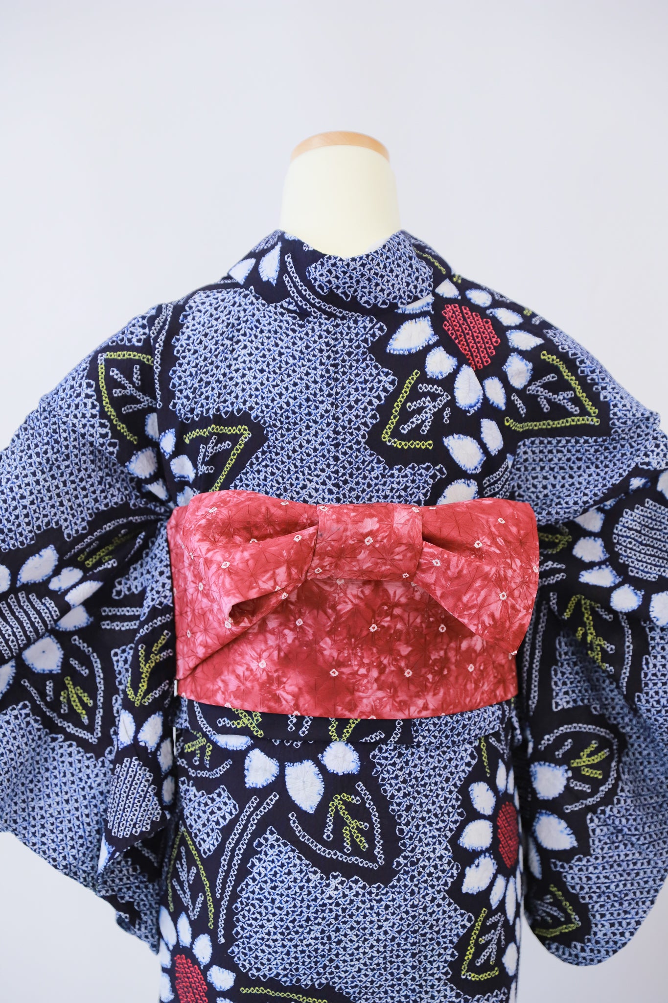 ★セット買い 浴衣+帯+かごバッグ リユース◆twys558