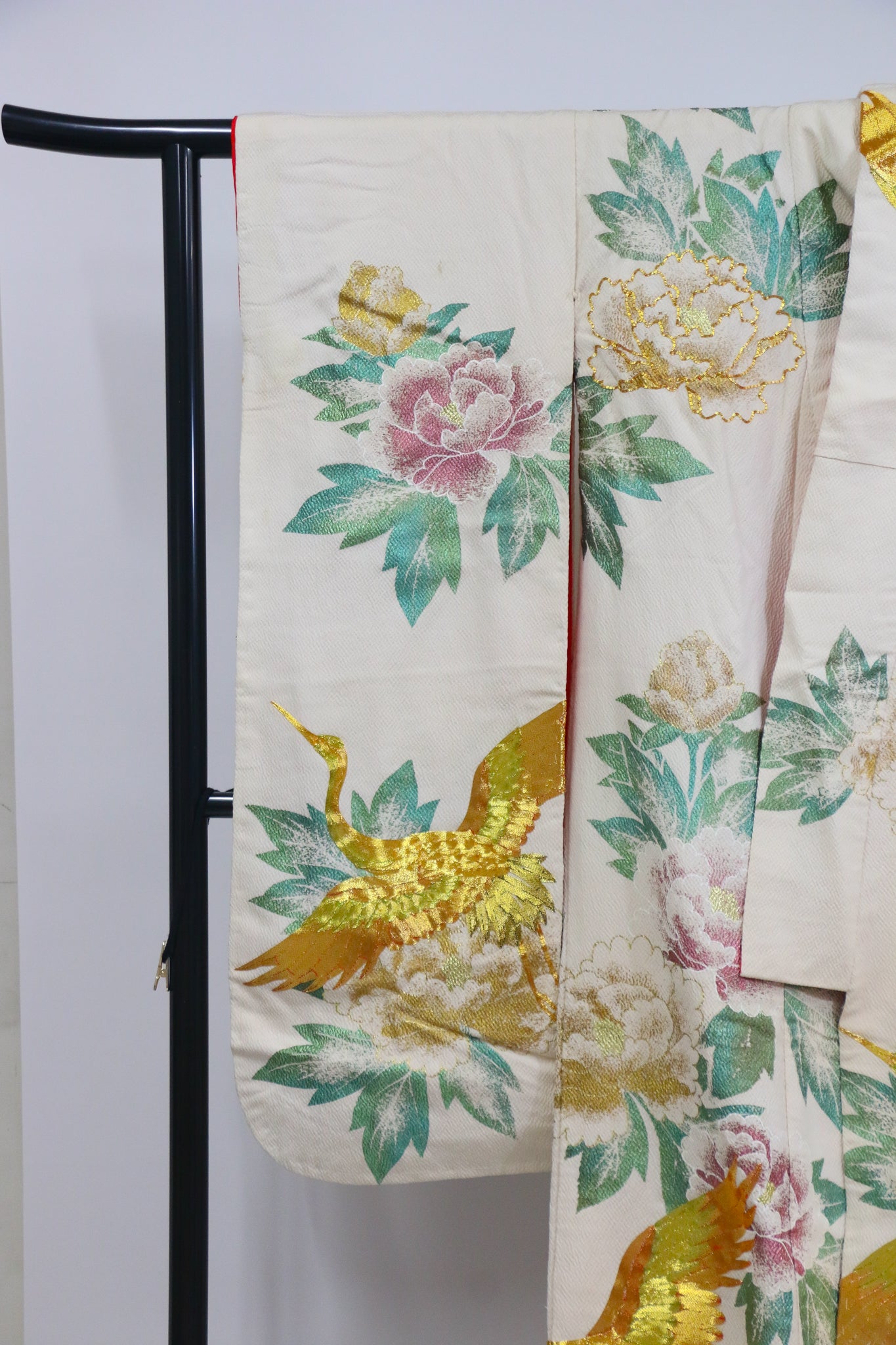 Bridal Uchikake – Gold Cranes & Peony Pattern / 白打掛 金鶴×牡丹 Traditional Japanese Wedding Kimono / 花嫁衣裳 打掛◆twu717