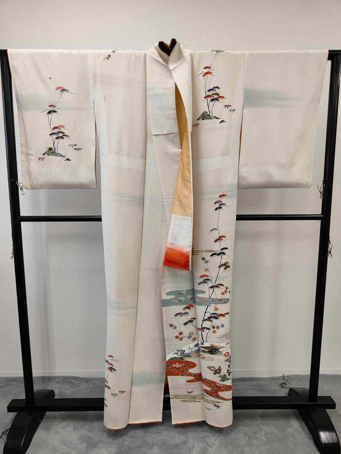 ◇KWK044 着物 袷着物 Kimono 白系 古着 レトロ 和服
