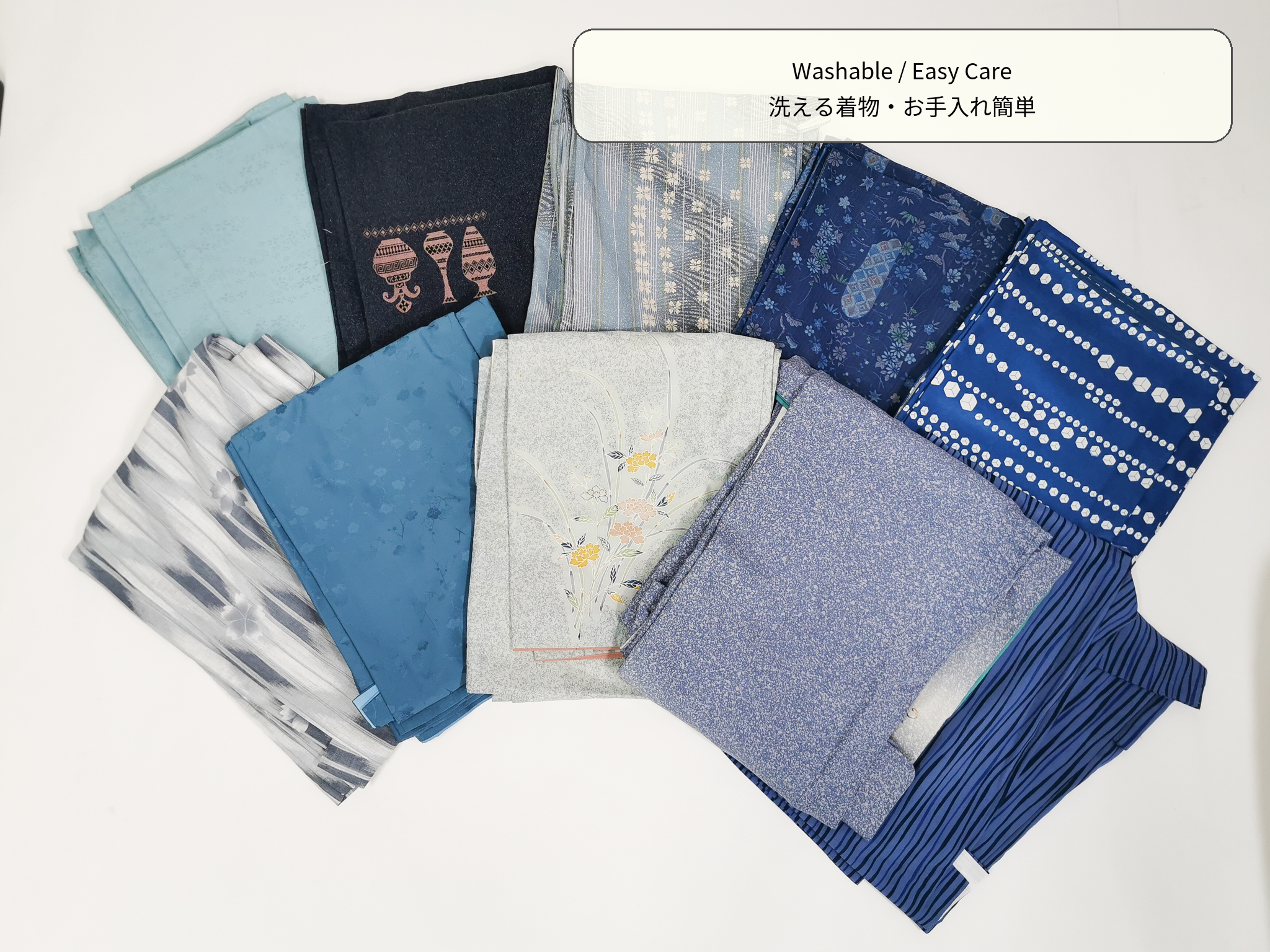 Women’s Kimono Bundle 10pcs – Blue Assorted|女性用着物10枚セット 青系アソート◆twk711