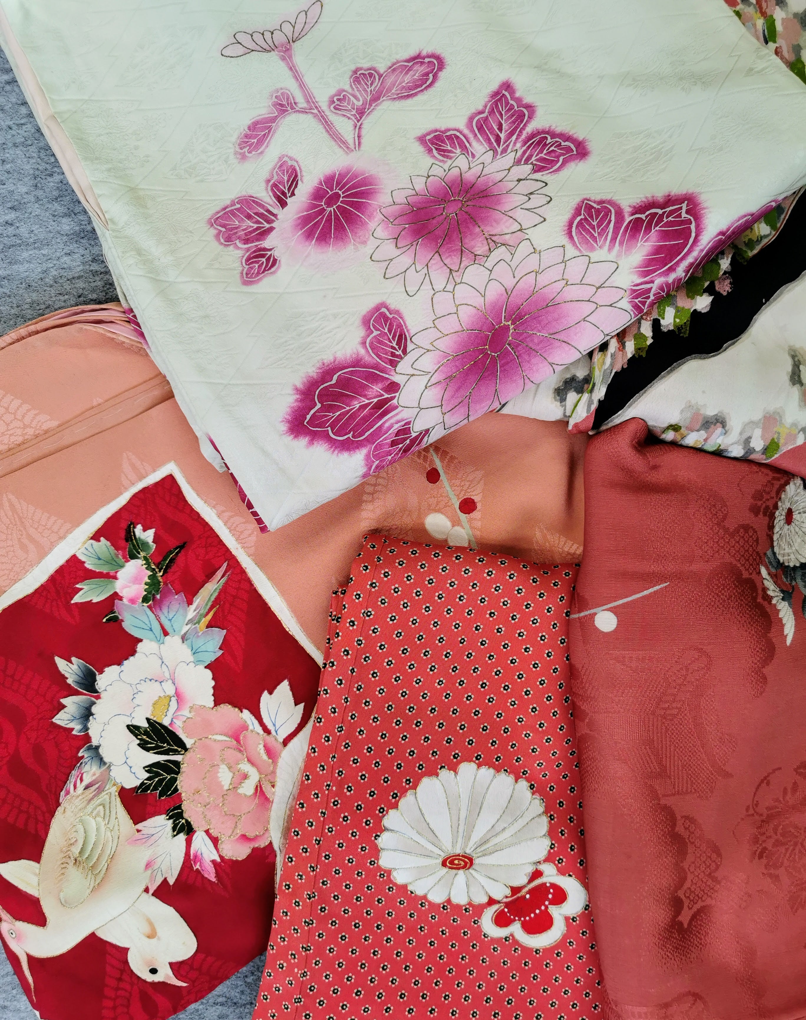 リユース 着物 ピンク系 まとめ売り5点 アンティーク◆twkk148