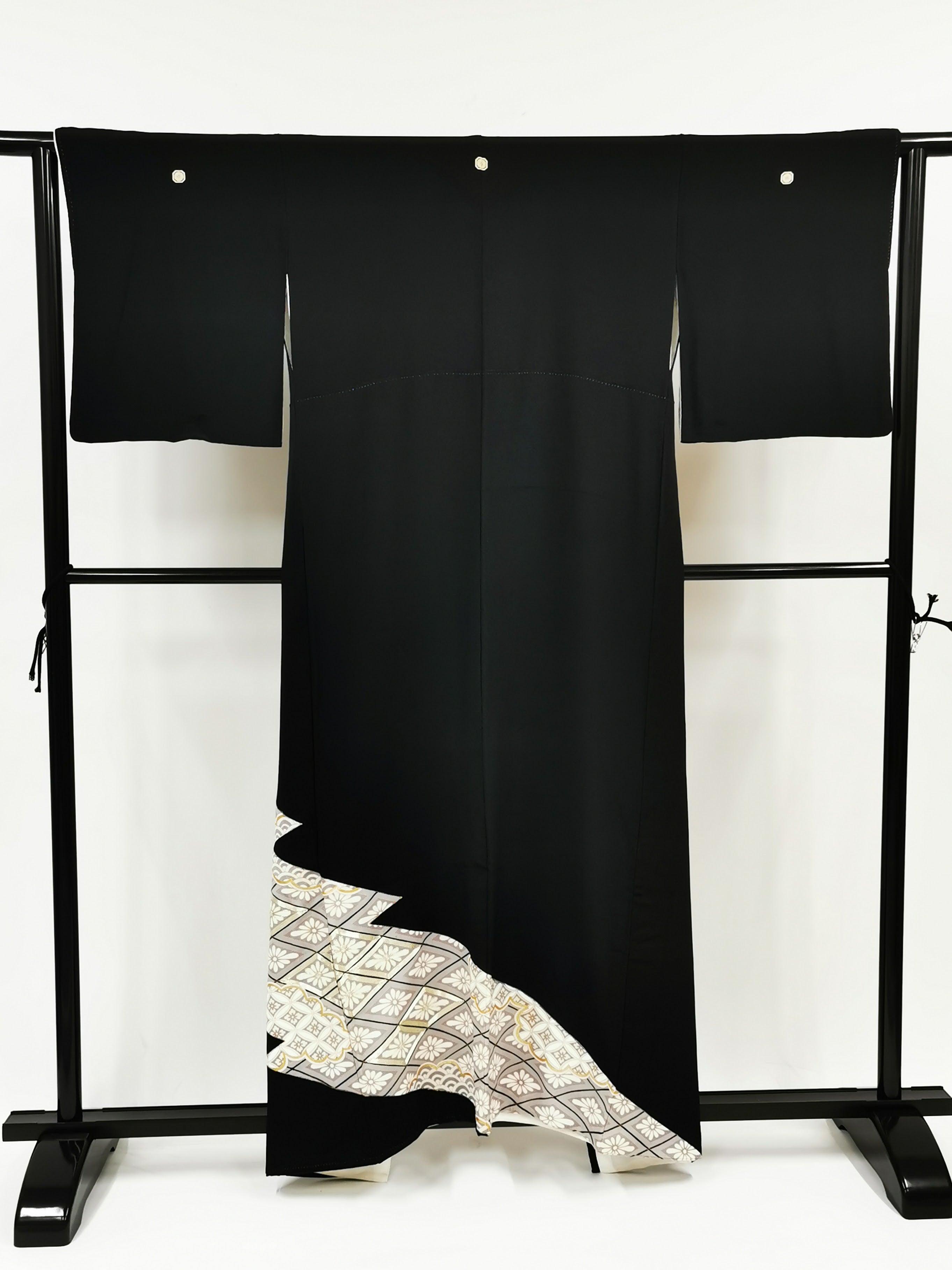 KJ055 Women's Kimono Kurotome Used Japanese Clothes