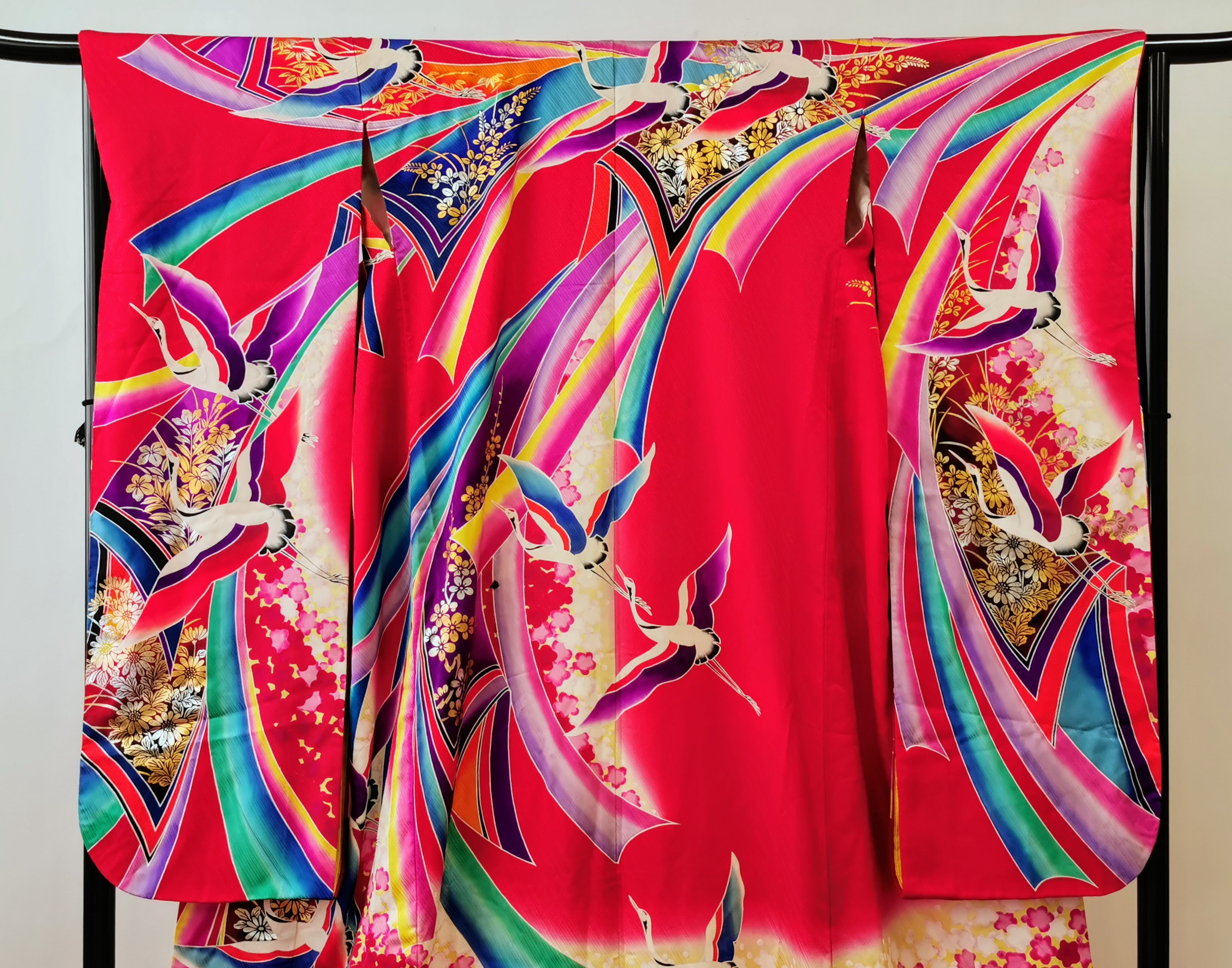 引き振袖 お引きずり 花嫁衣装 結婚式 豪華 カラフル 婚礼 ウエディング 古着◆twff231