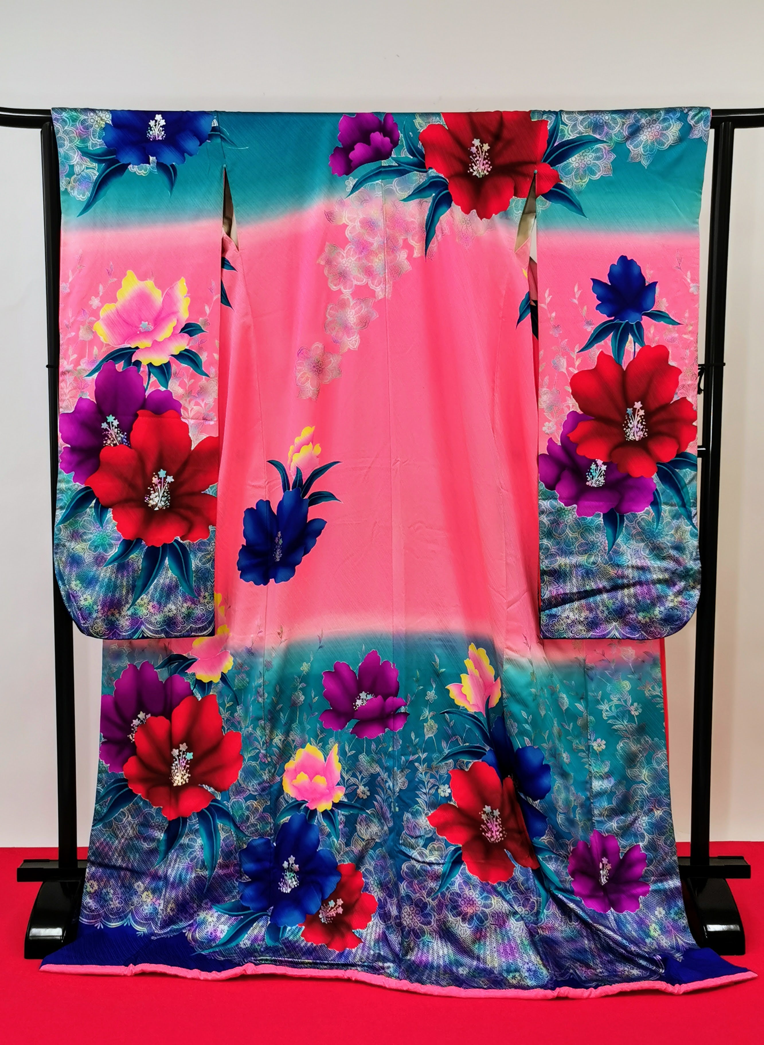 引き振袖 お引きずり 蛍光 可愛い 花嫁衣装 結婚式 豪華 婚礼 ウエディング 古着◆twff238