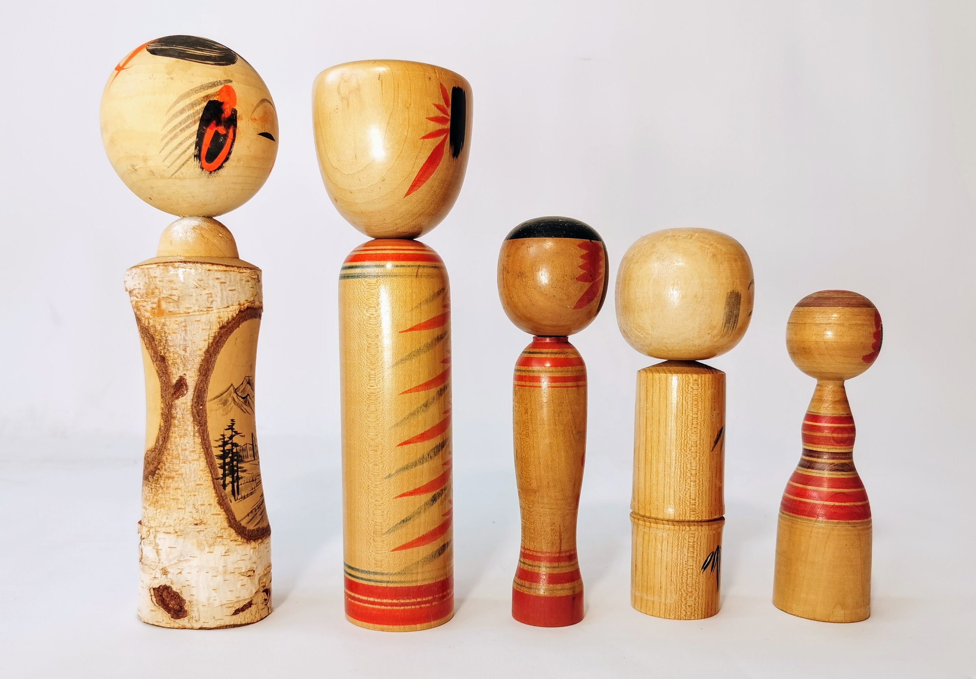 こけし まとめ売り 5体 セット doll 日本人形 民芸 伝統工芸 郷土玩具◆tkko158