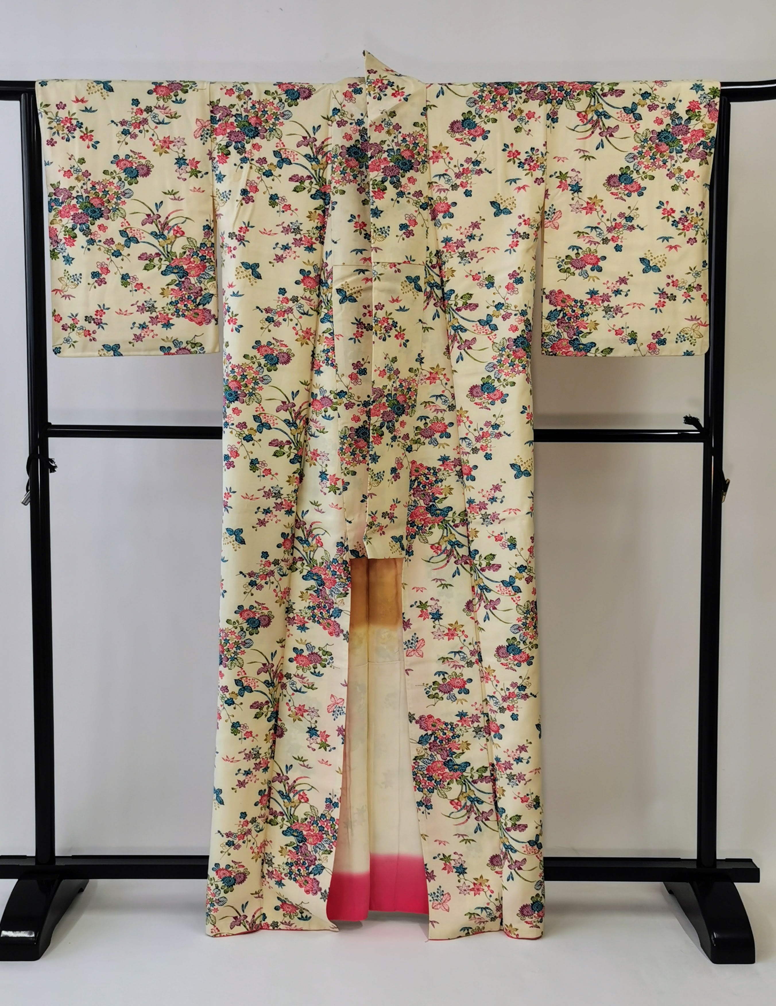 着物 小紋 型染め 古着◆twkk142