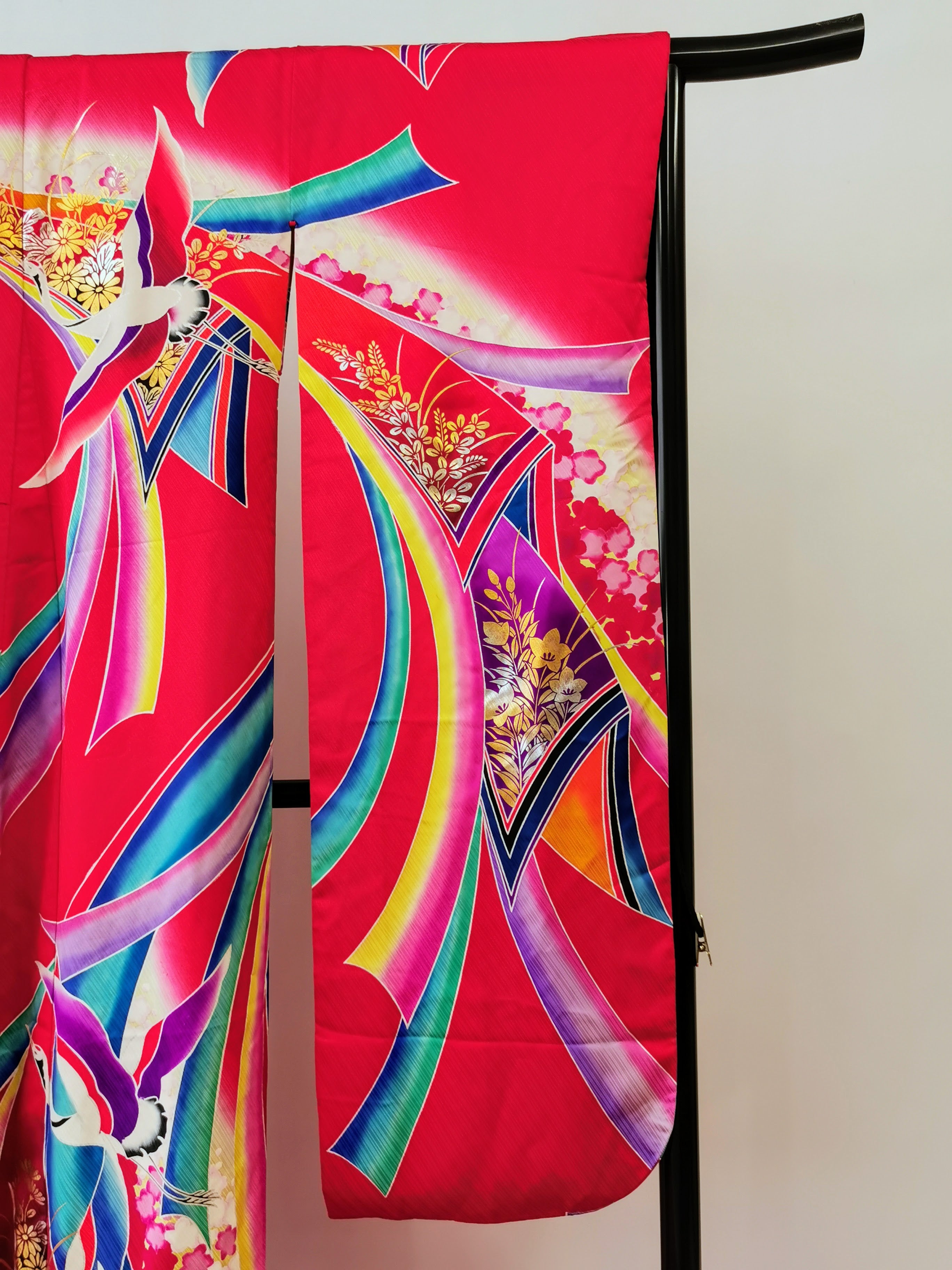 引き振袖 お引きずり 花嫁衣装 結婚式 豪華 カラフル 婚礼 ウエディング 古着◆twff231