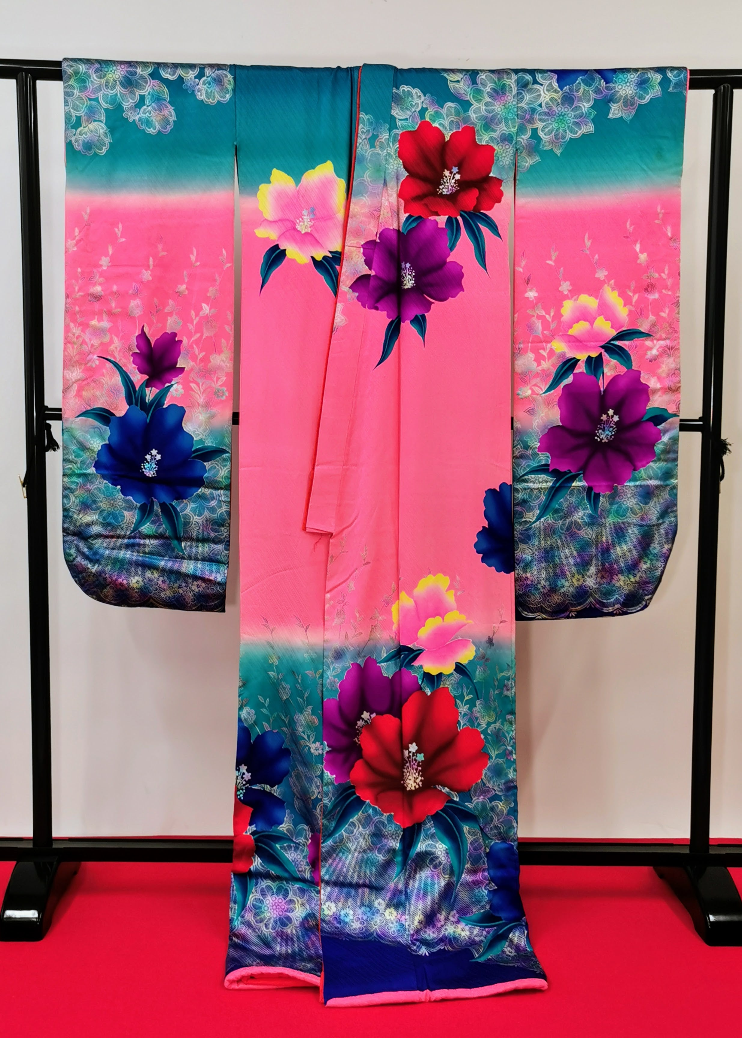 引き振袖 お引きずり 蛍光 可愛い 花嫁衣装 結婚式 豪華 婚礼 ウエディング 古着◆twff238