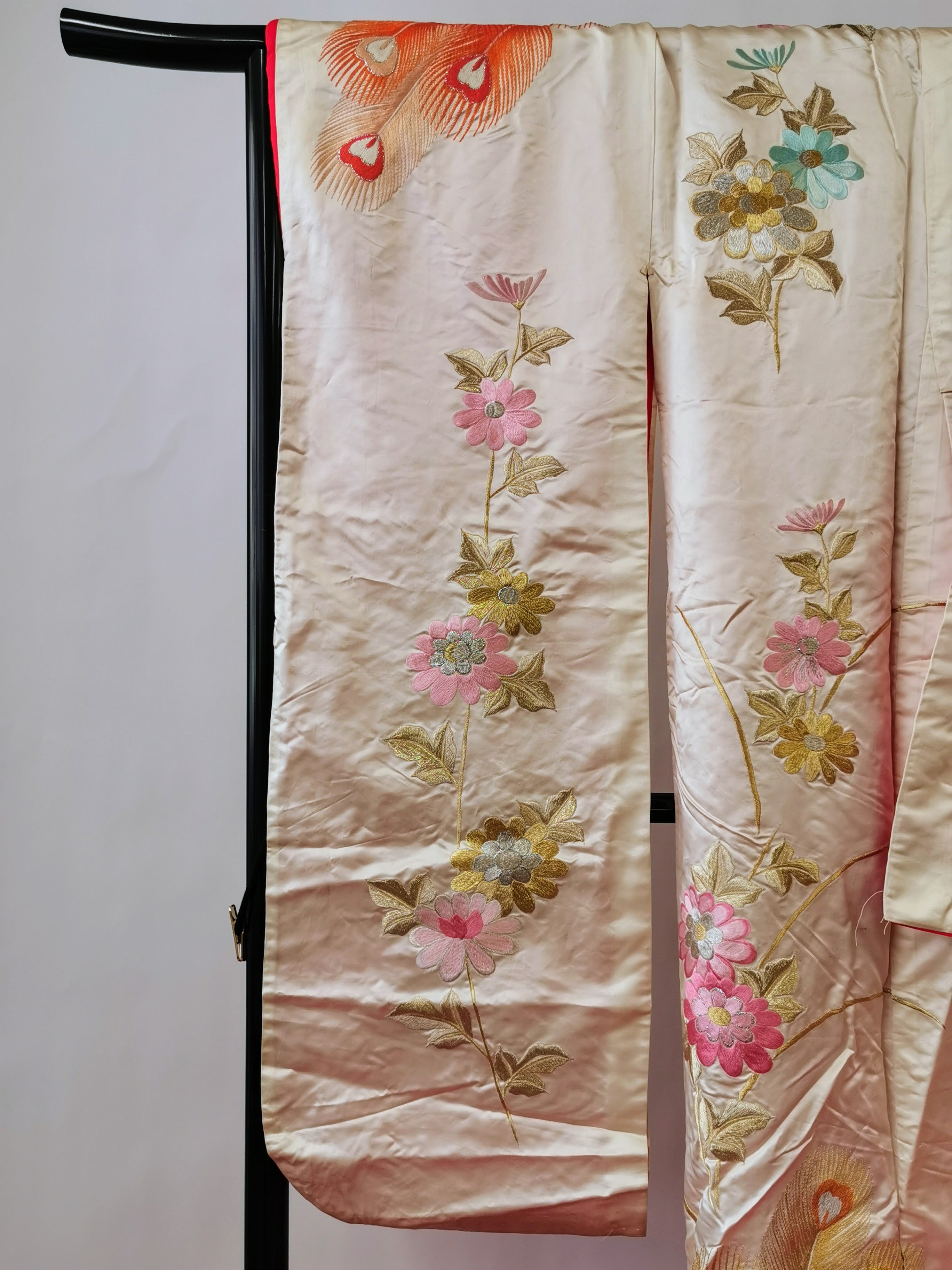 お引きずり 花嫁衣装 結婚式 豪華 刺繍 婚礼 ウエディング 古着◆twff221