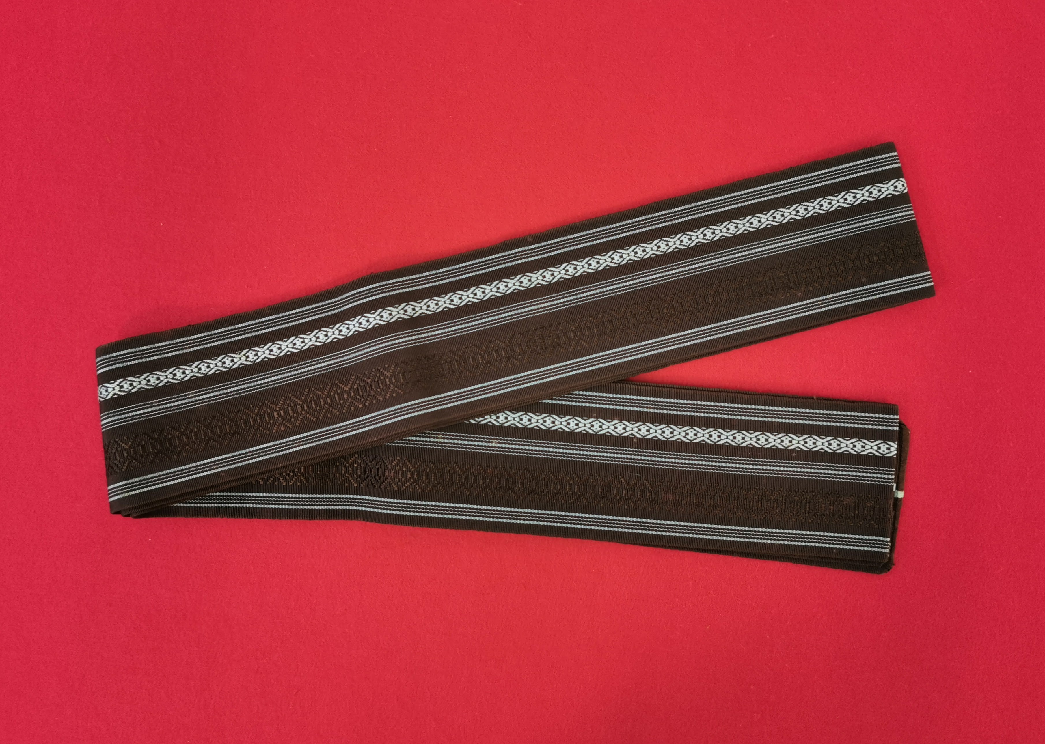 男角帯 男帯 男性帯 メンズ帯 男着物帯 男浴衣帯 中古【博多織物】◆tko200