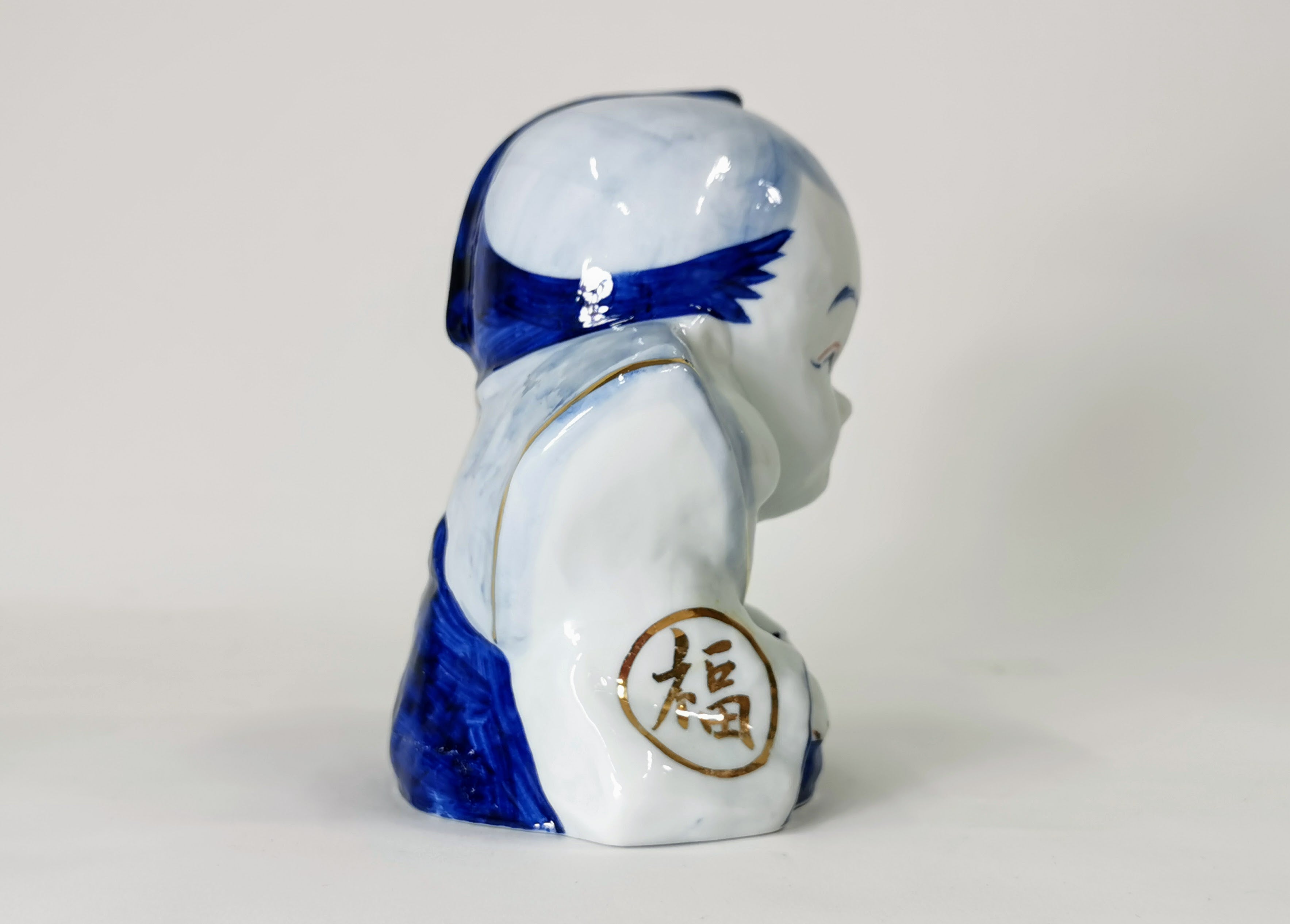 福助 箱付き 招福 レトロ 置物 日本 人形 艶人形 縁起物 骨董品 アンティーク 中古品◆tk288