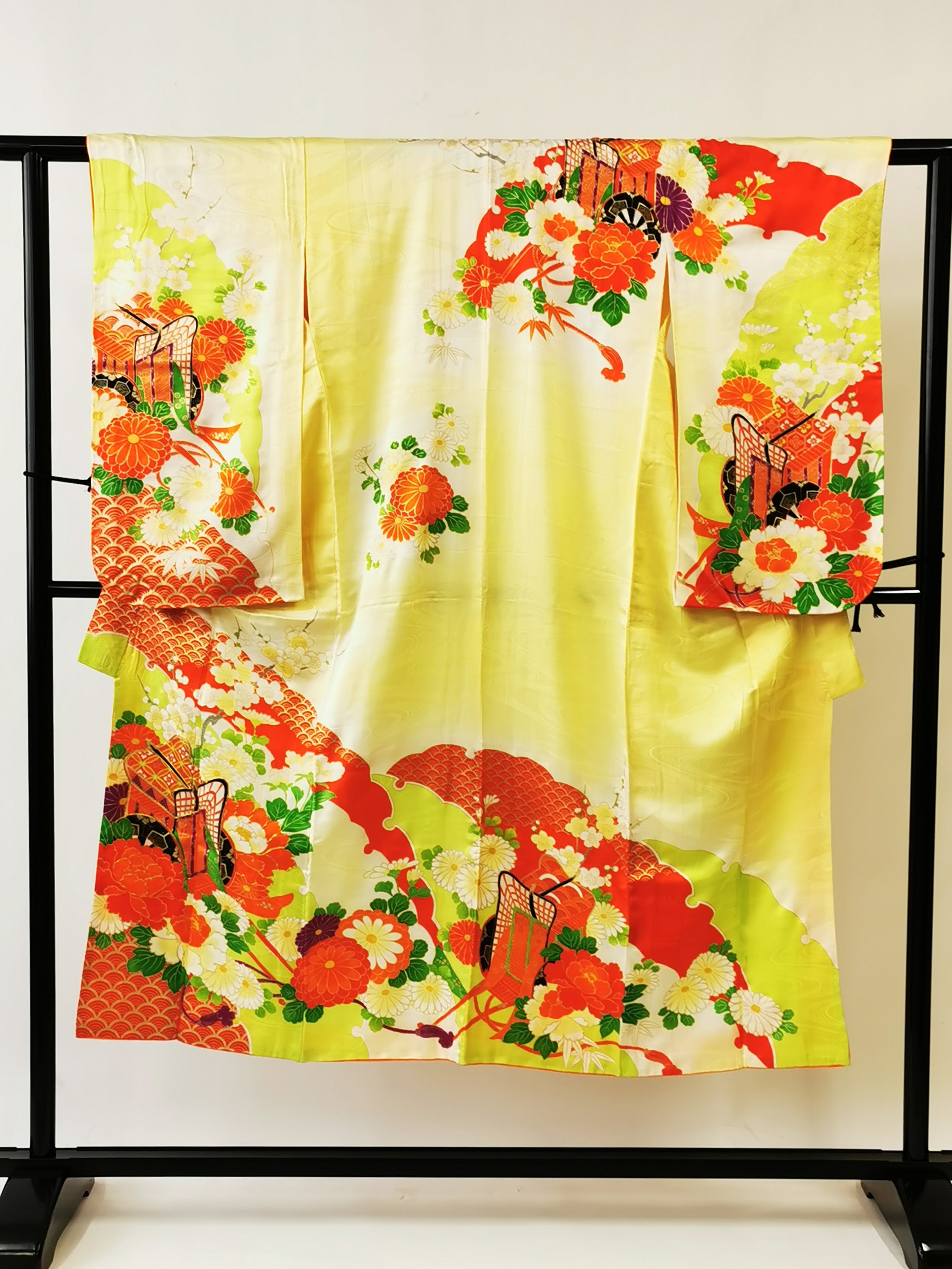 KJ059 Kids Women's Kimono used Japanese clothes