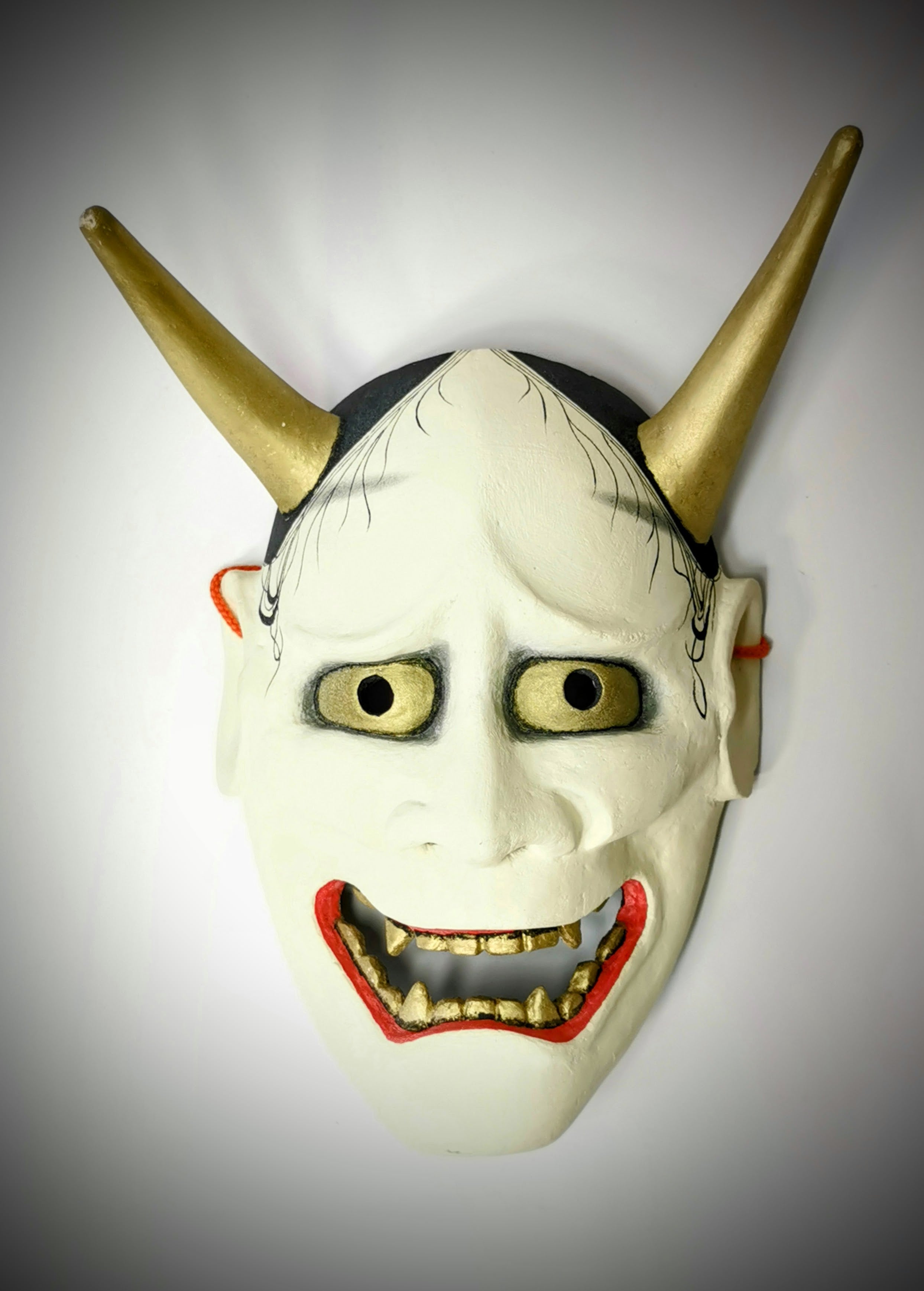 般若 お面 陶器 鬼面 鬼神 能楽 開運 魔除け 招福 縁起物 インテリア◆toh152