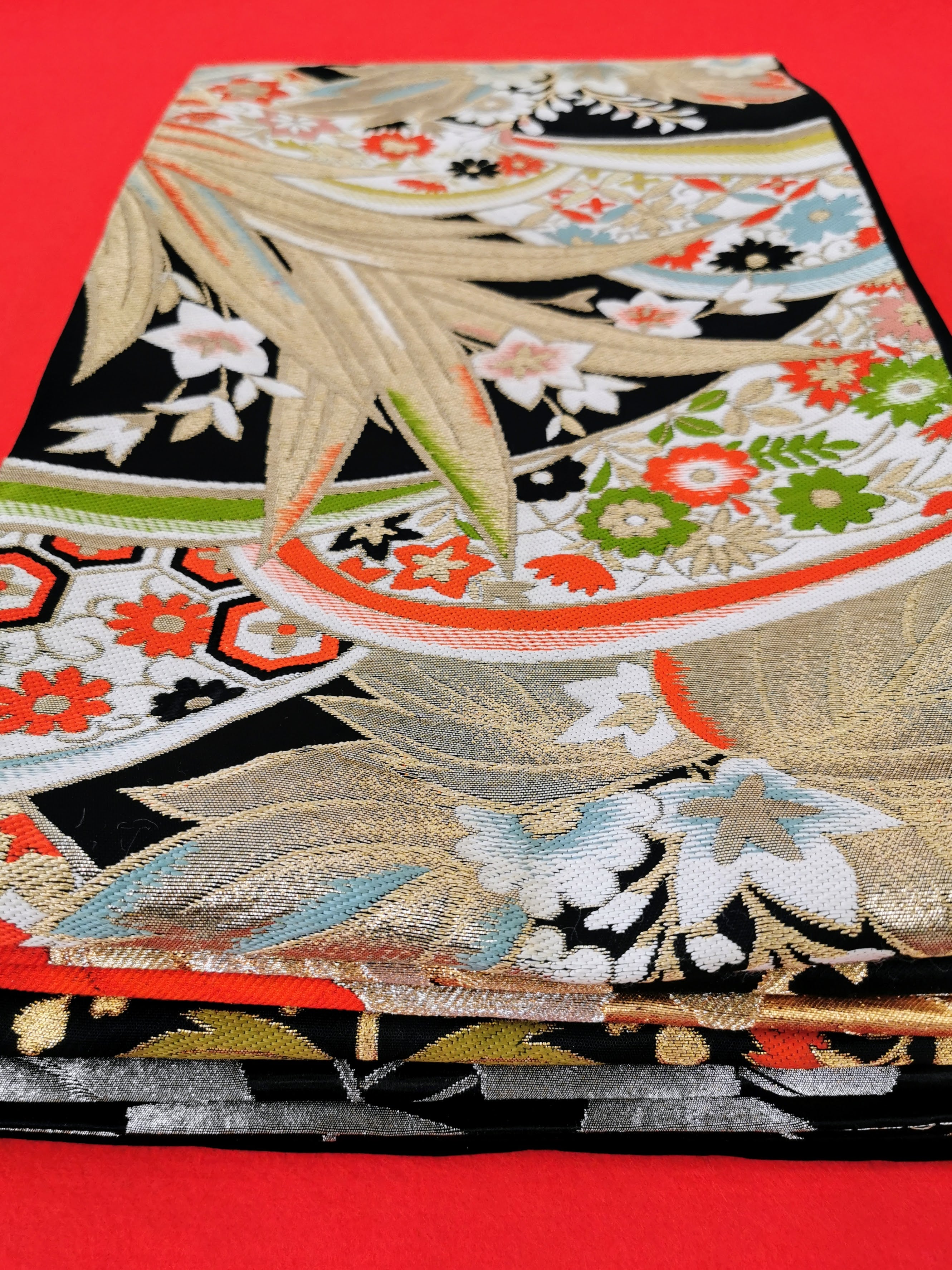 袋帯 5枚まとめ売り 黒系 女性 中古品 和装 和装小物 リメイク 古布リメイク ハギレ 帯 和柄 和装帯◆KJO193