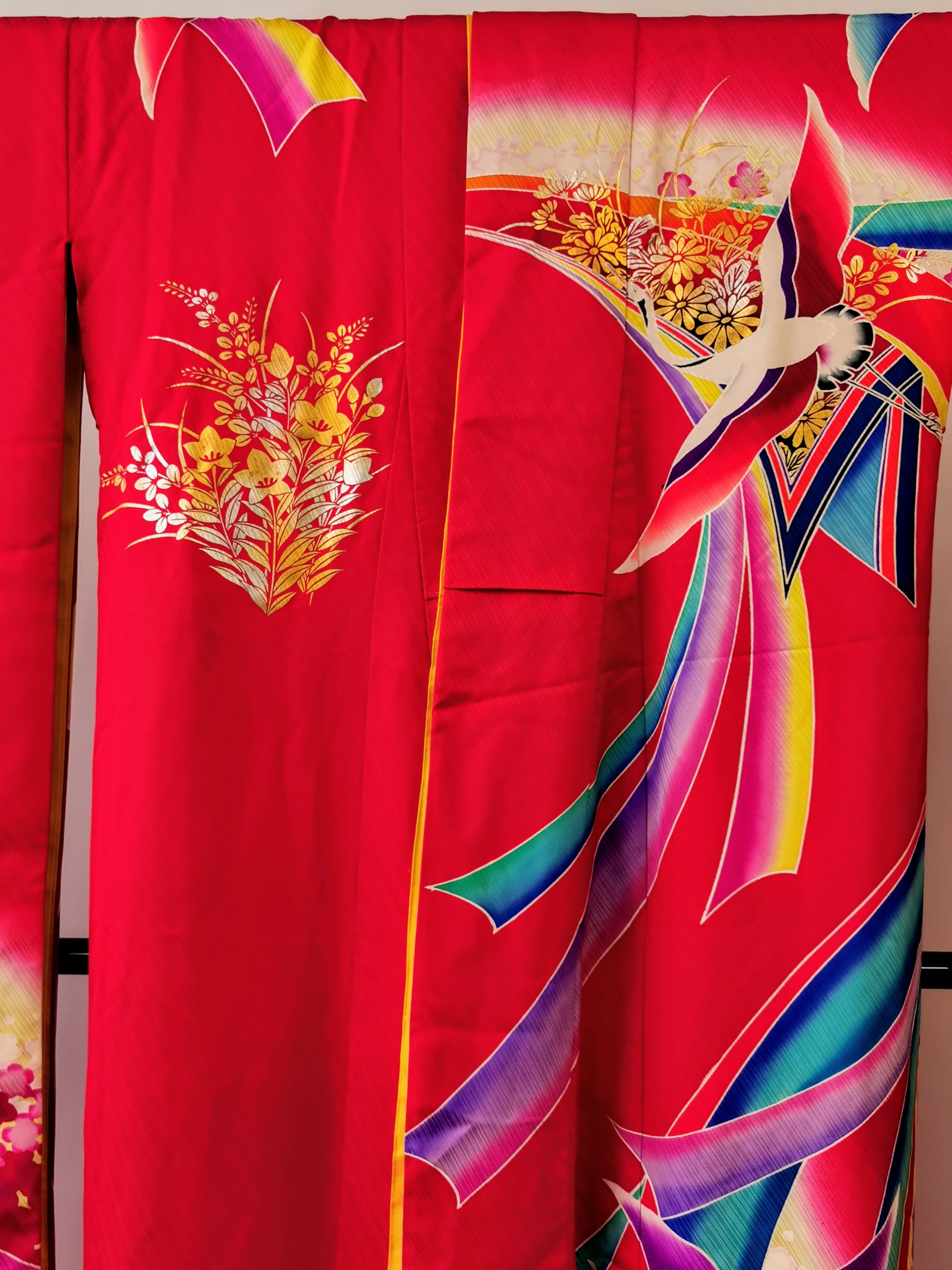 引き振袖 お引きずり 花嫁衣装 結婚式 豪華 カラフル 婚礼 ウエディング 古着◆twff231