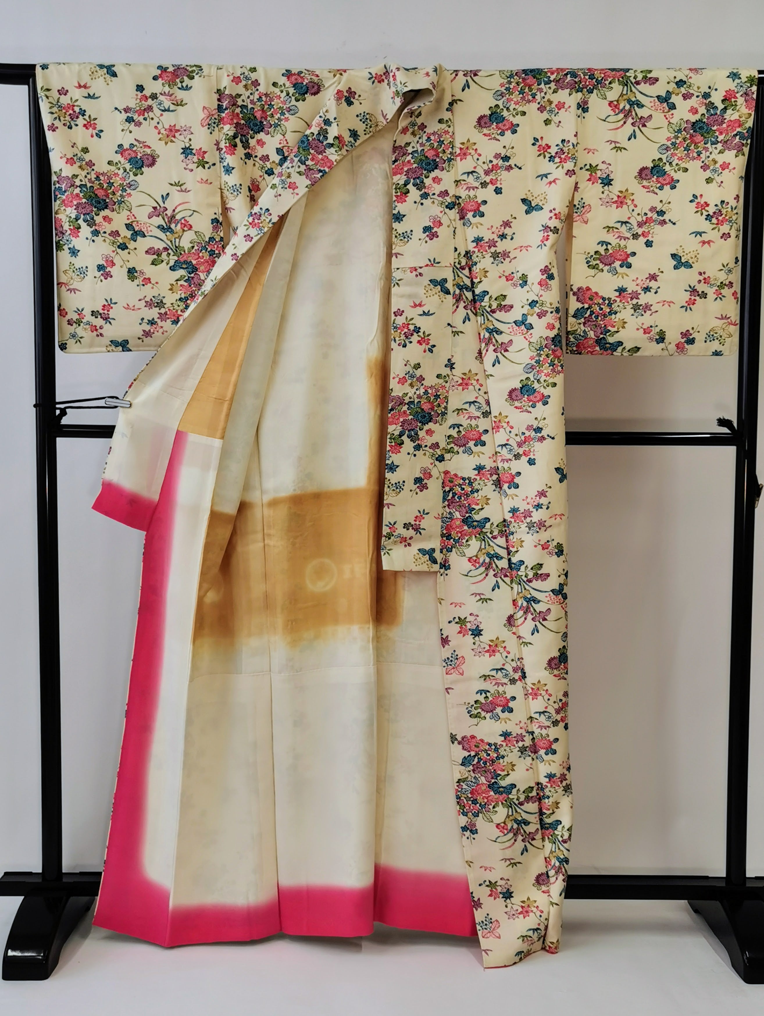 着物 小紋 型染め 古着◆twkk142