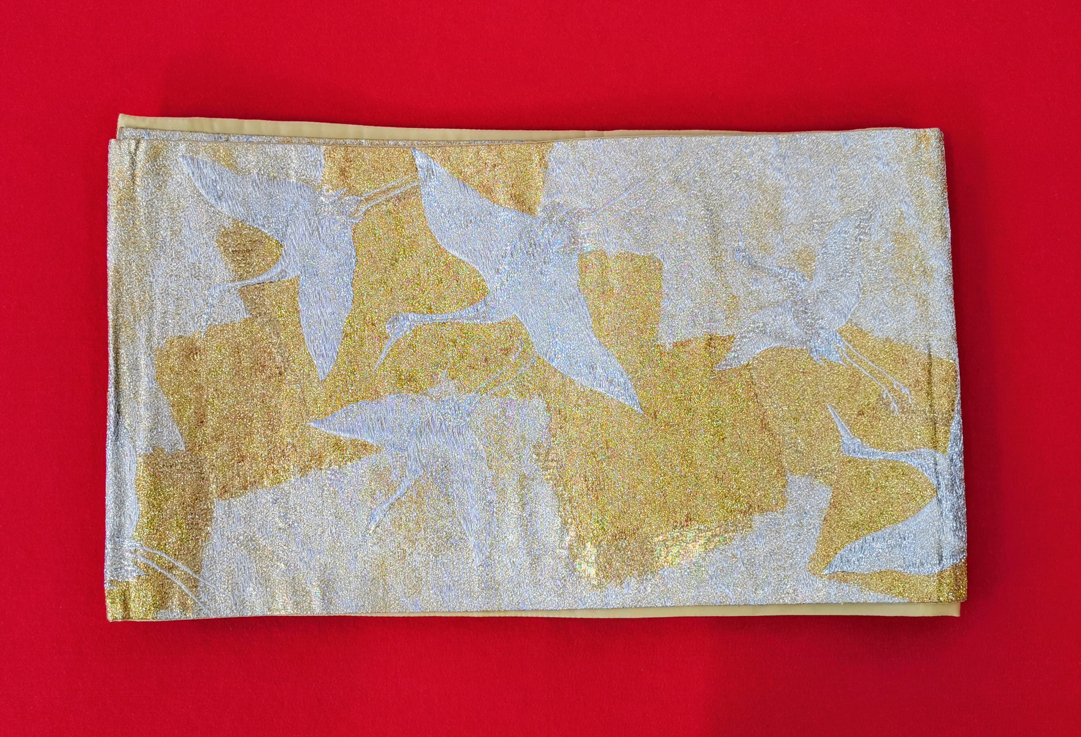 袋帯 5枚まとめ売り ゴールド系 女性 中古品 和装 和装小物 リメイク 古布リメイク ハギレ 帯 和柄 和装帯◆toh191