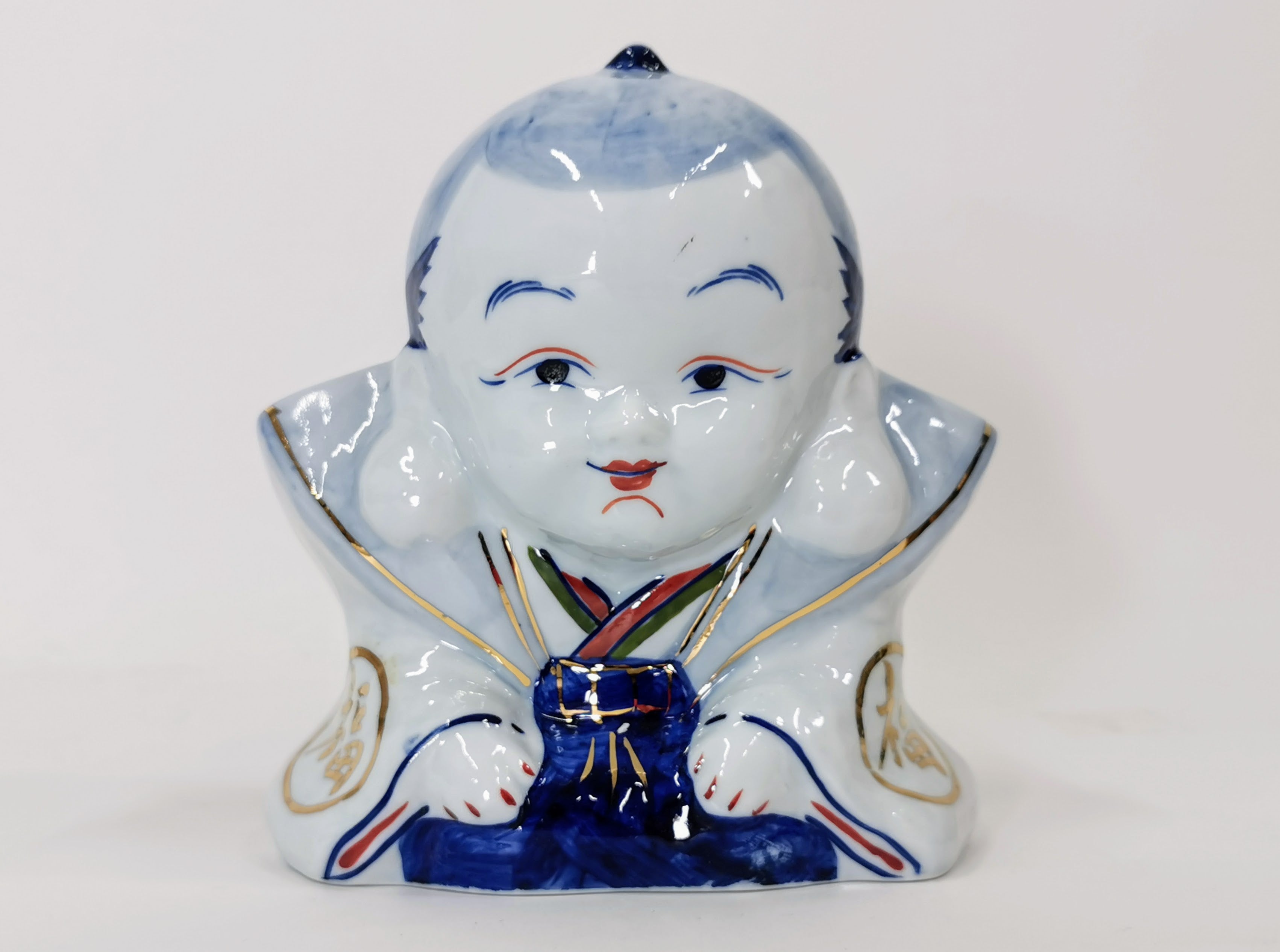 福助 箱付き 招福 レトロ 置物 日本 人形 艶人形 縁起物 骨董品 アンティーク 中古品◆tk288