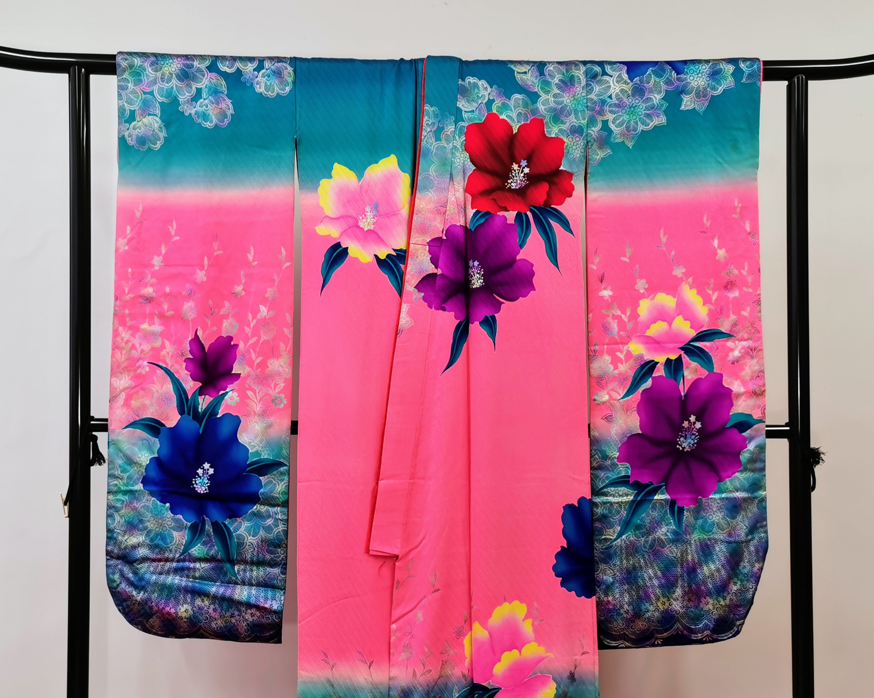 引き振袖 お引きずり 蛍光 可愛い 花嫁衣装 結婚式 豪華 婚礼 ウエディング 古着◆twff238