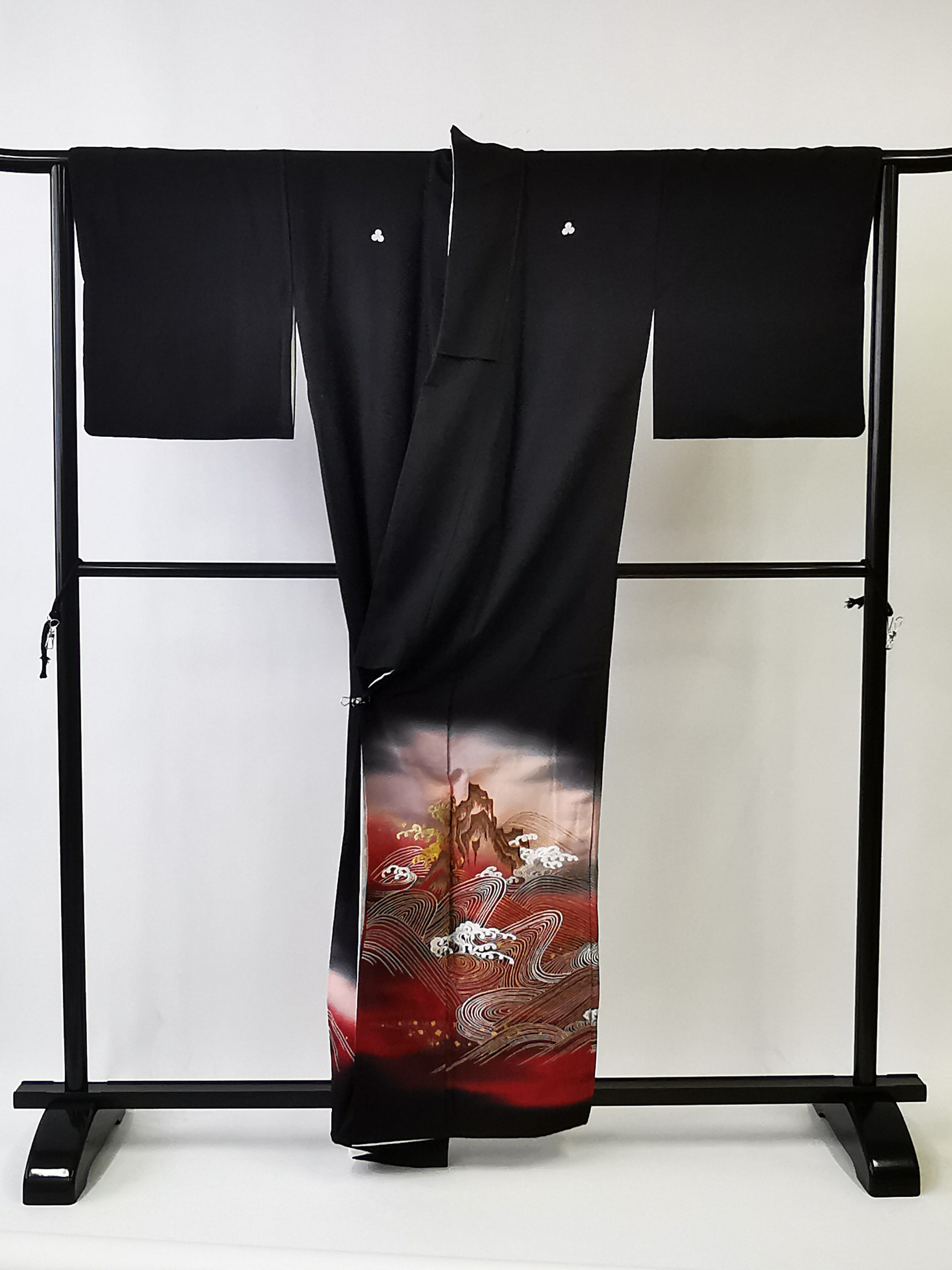 KJ057 Women's Kimono Kurotome Used Japanese Clothes