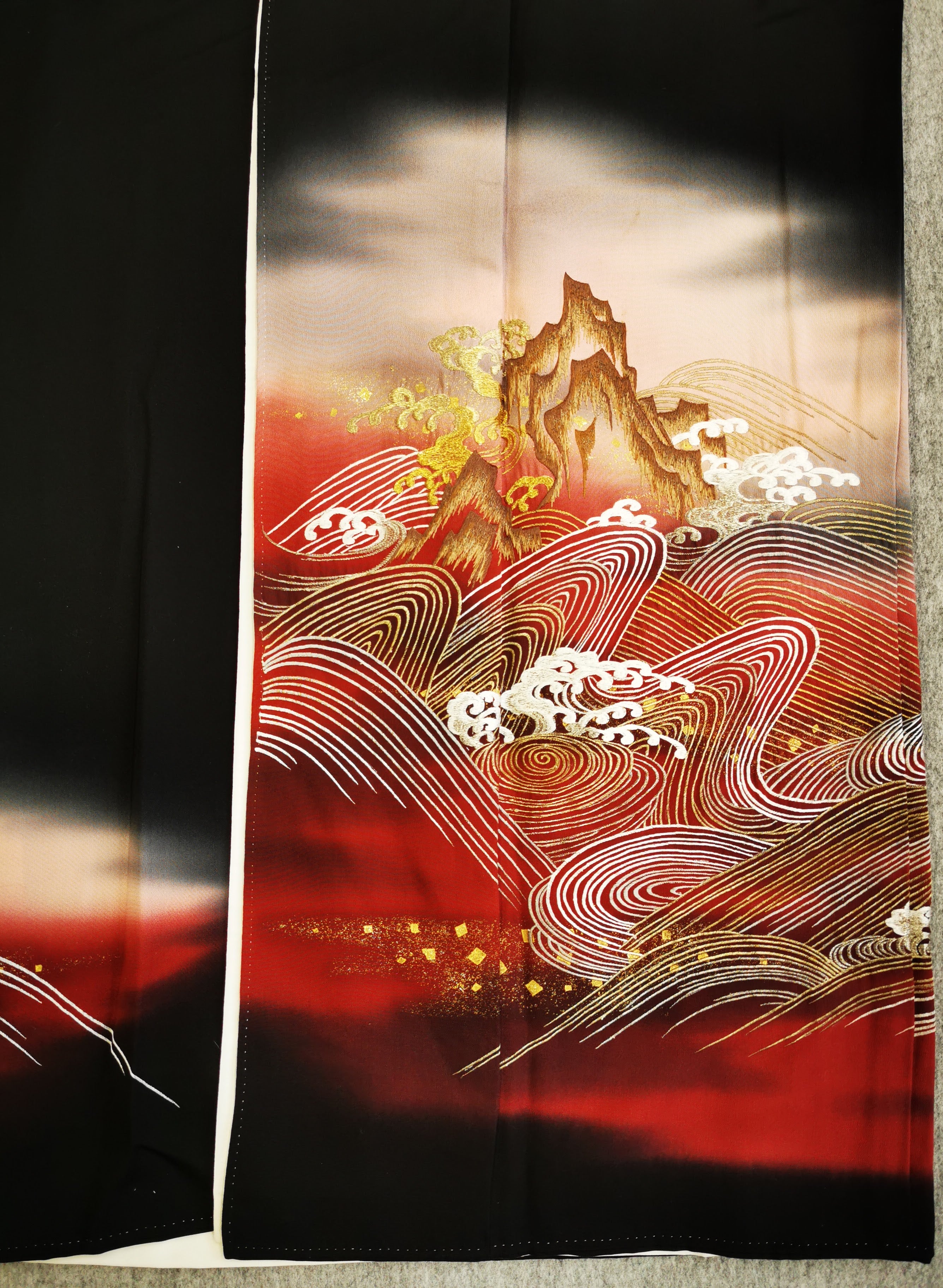 KJ057 Women's Kimono Kurotome Used Japanese Clothes