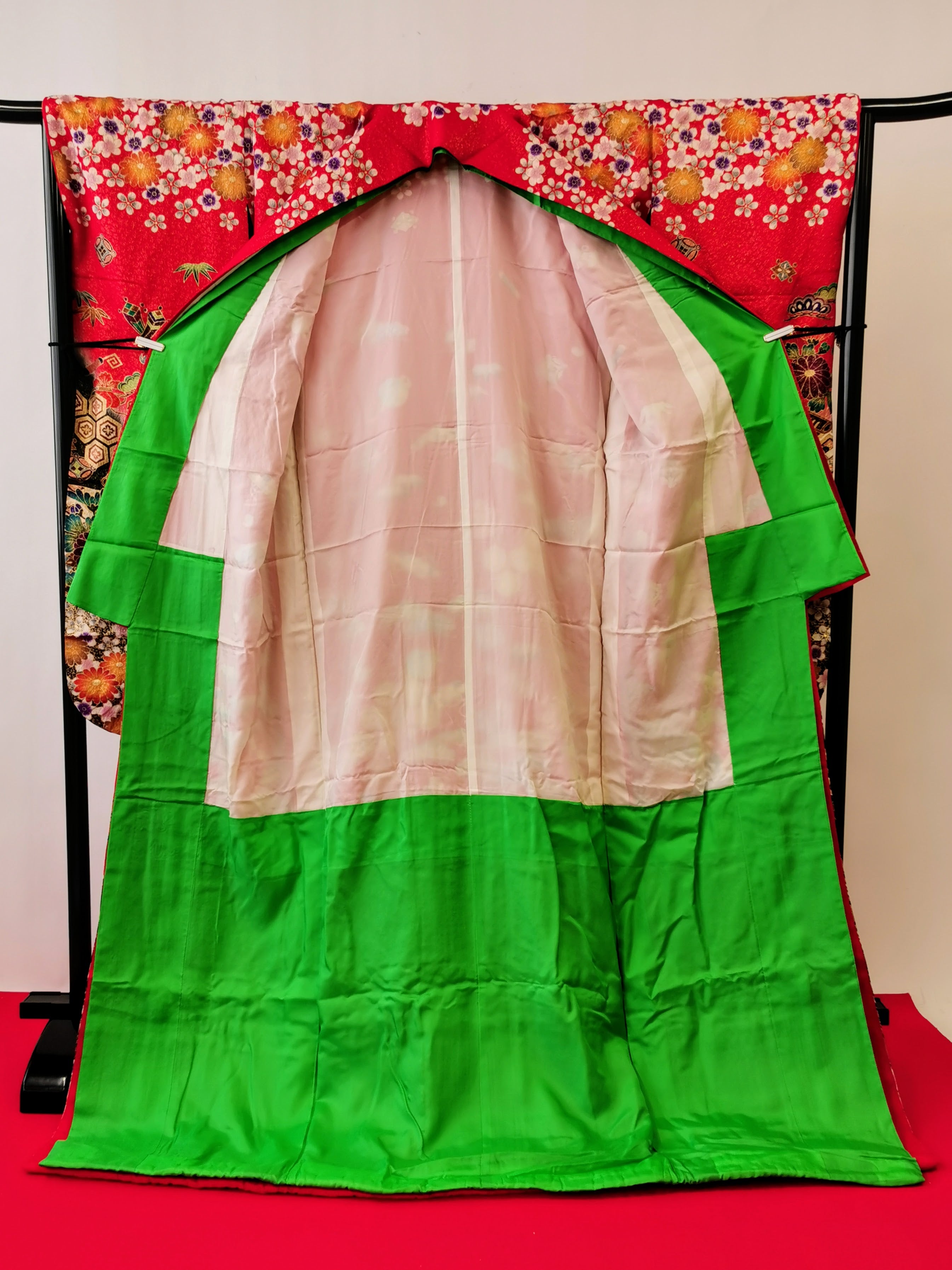 引き振袖 お引きずり 花嫁衣装 結婚式 豪華 ラメ 刺繍 婚礼 ウエディング 古着◆twff222