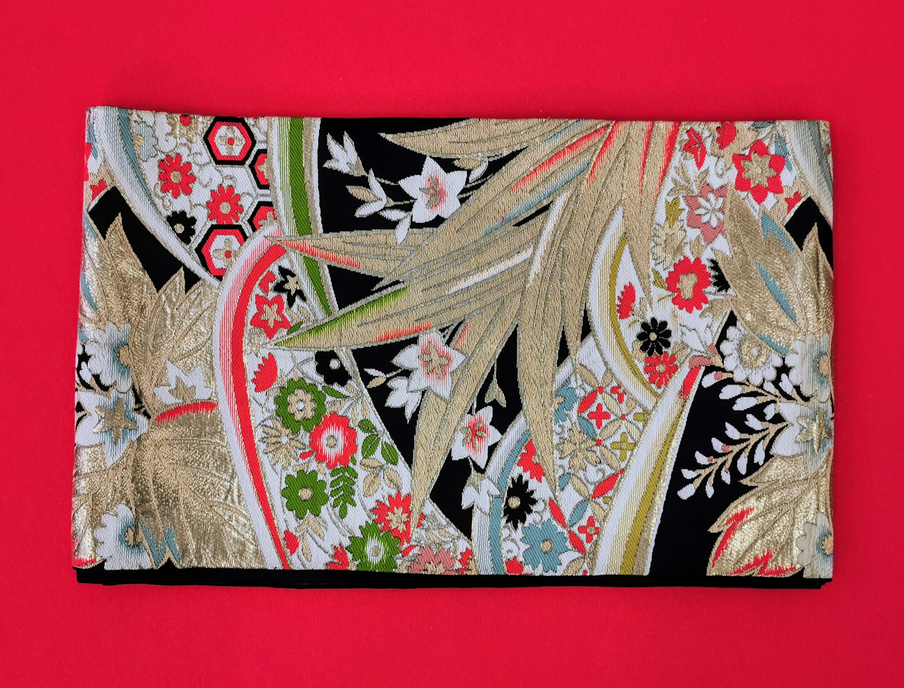 袋帯 5枚まとめ売り 黒系 女性 中古品 和装 和装小物 リメイク 古布リメイク ハギレ 帯 和柄 和装帯◆KJO193