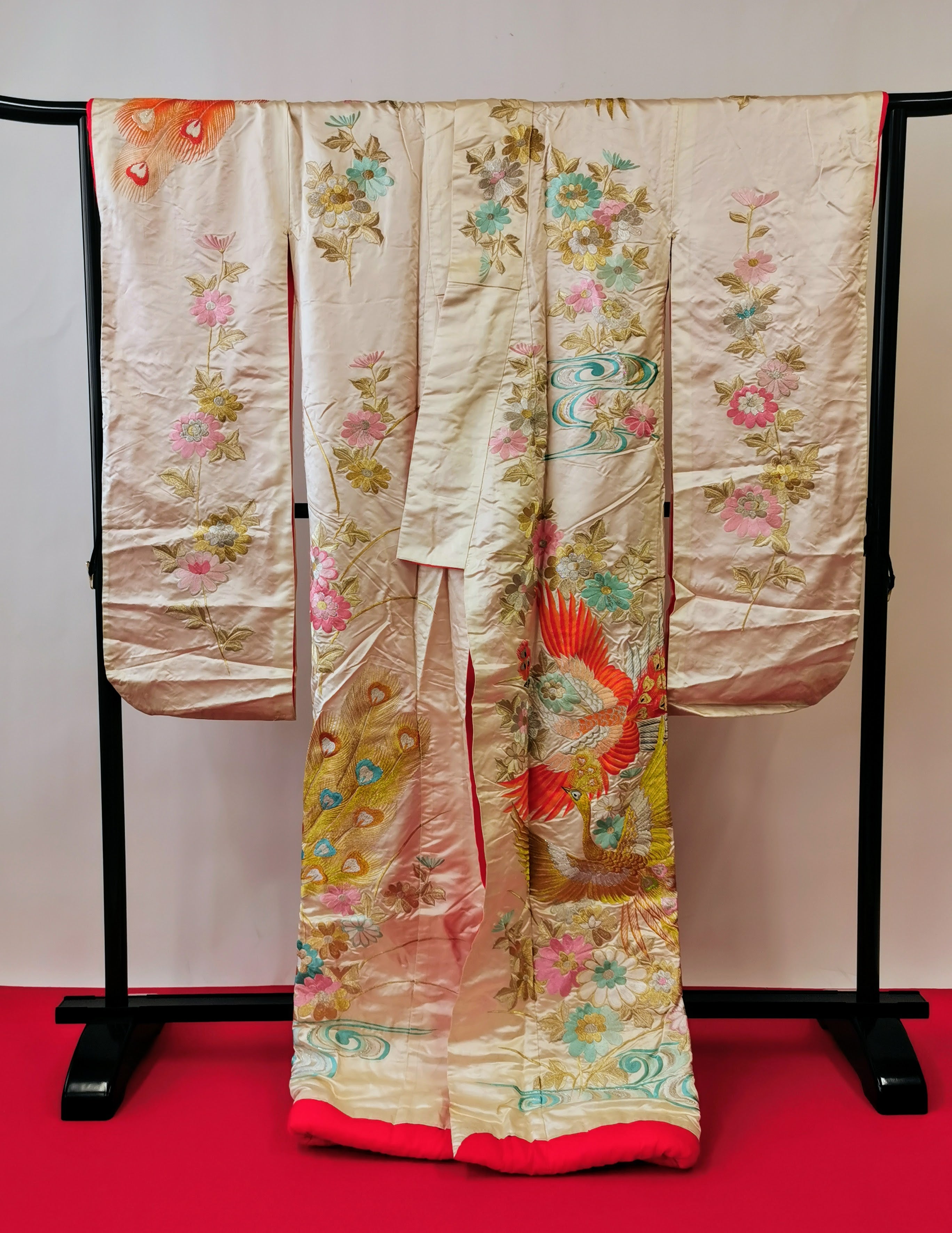 お引きずり 花嫁衣装 結婚式 豪華 刺繍 婚礼 ウエディング 古着◆twff221