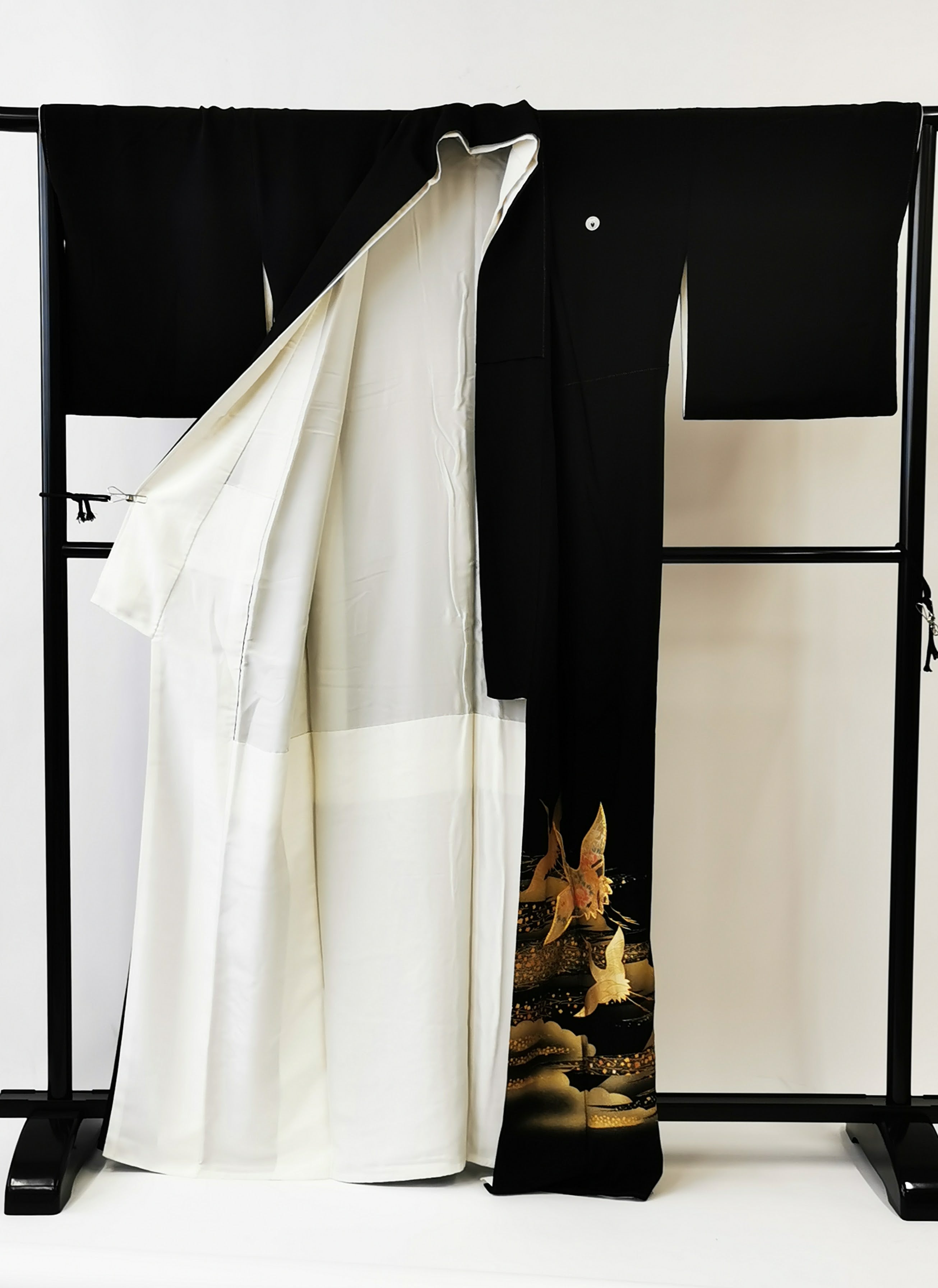 KJ056 Women's Kimono Kurotome Used Japanese Clothes