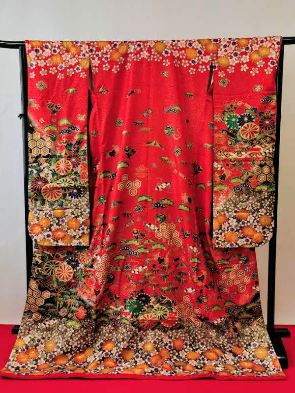 引き振袖 お引きずり 花嫁衣装 結婚式 豪華 ラメ 刺繍 婚礼 ウエディング 古着◆twff222