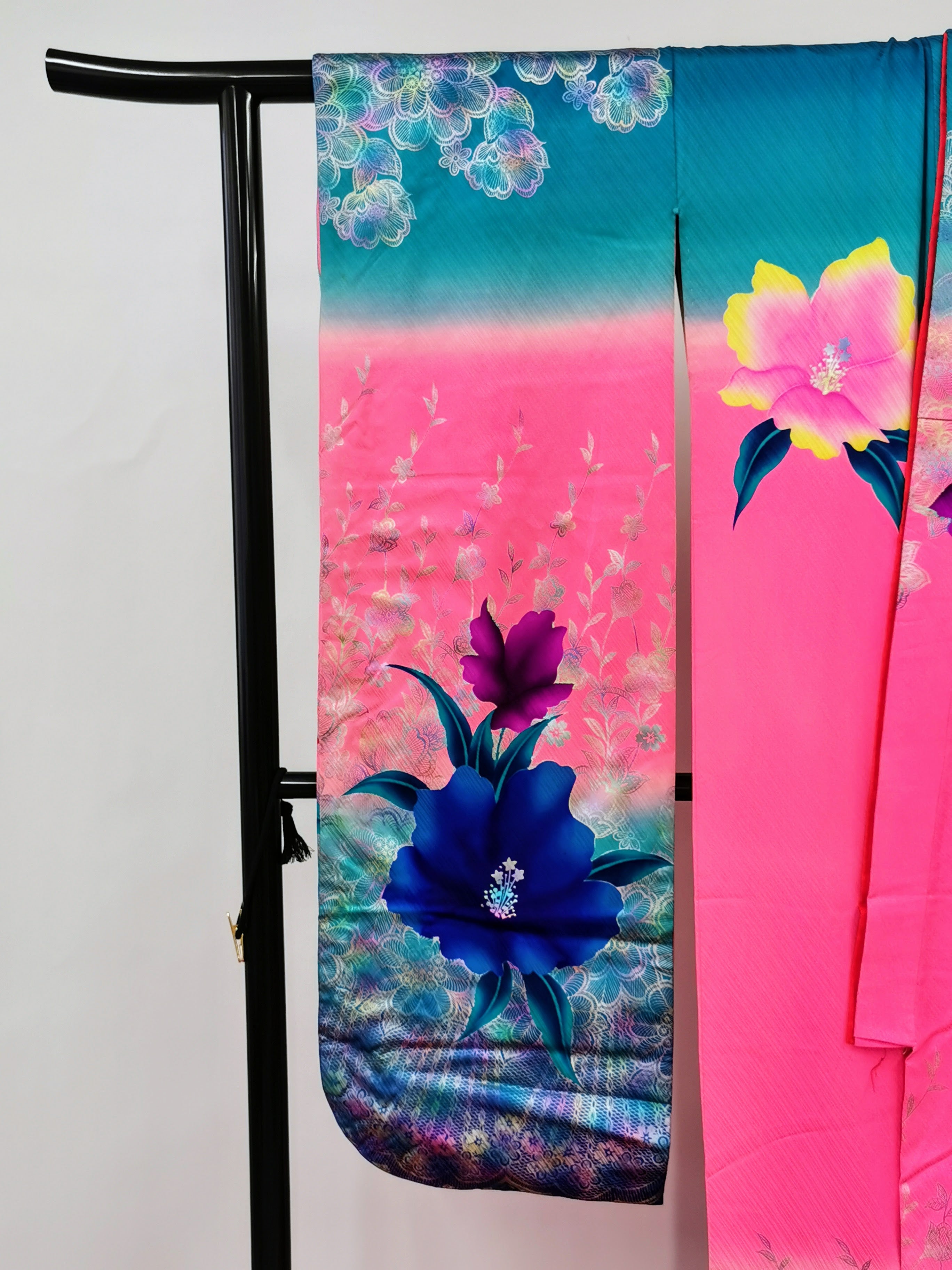 引き振袖 お引きずり 蛍光 可愛い 花嫁衣装 結婚式 豪華 婚礼 ウエディング 古着◆twff238