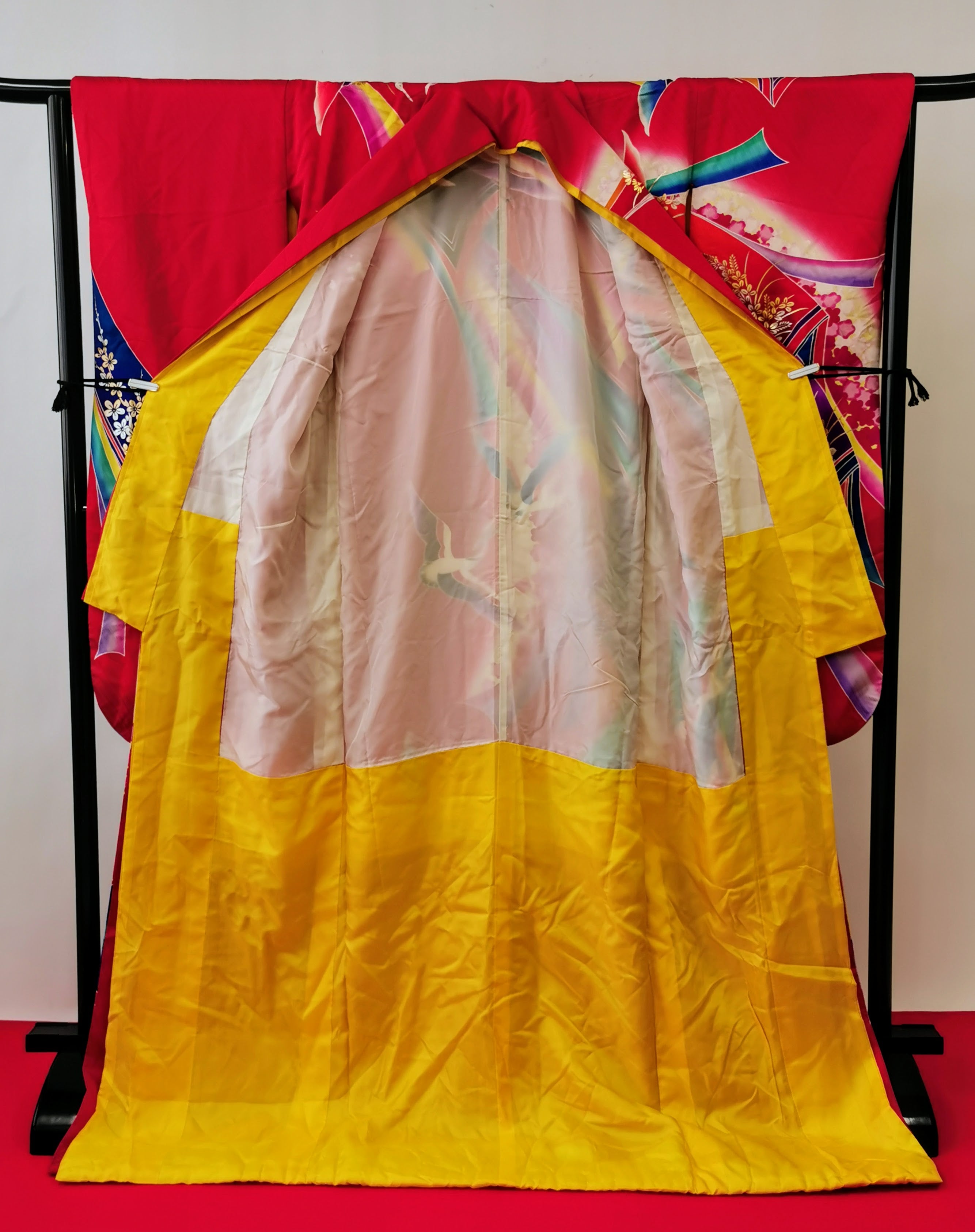 引き振袖 お引きずり 花嫁衣装 結婚式 豪華 カラフル 婚礼 ウエディング 古着◆twff231