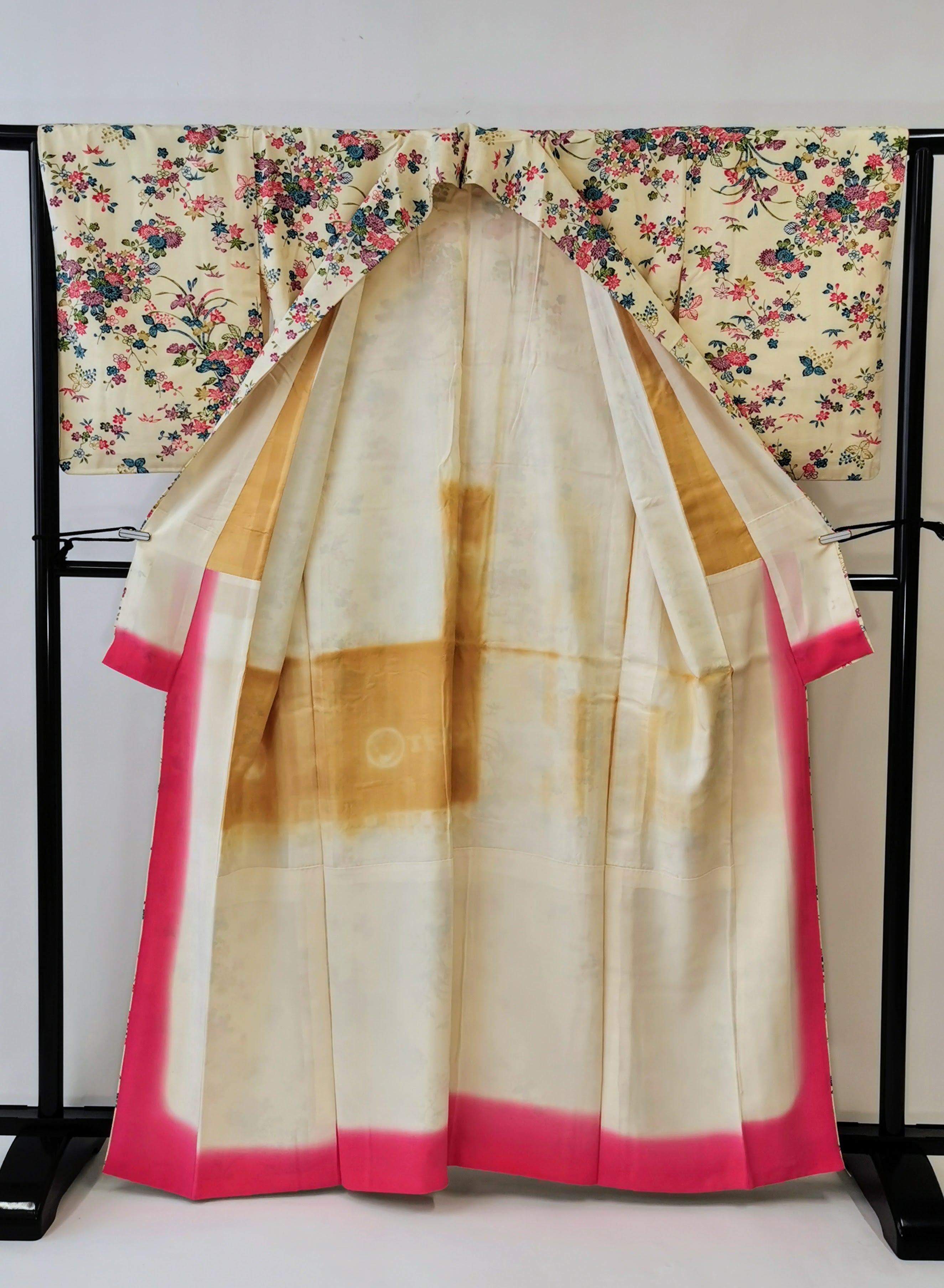 着物 小紋 型染め 古着◆twkk142