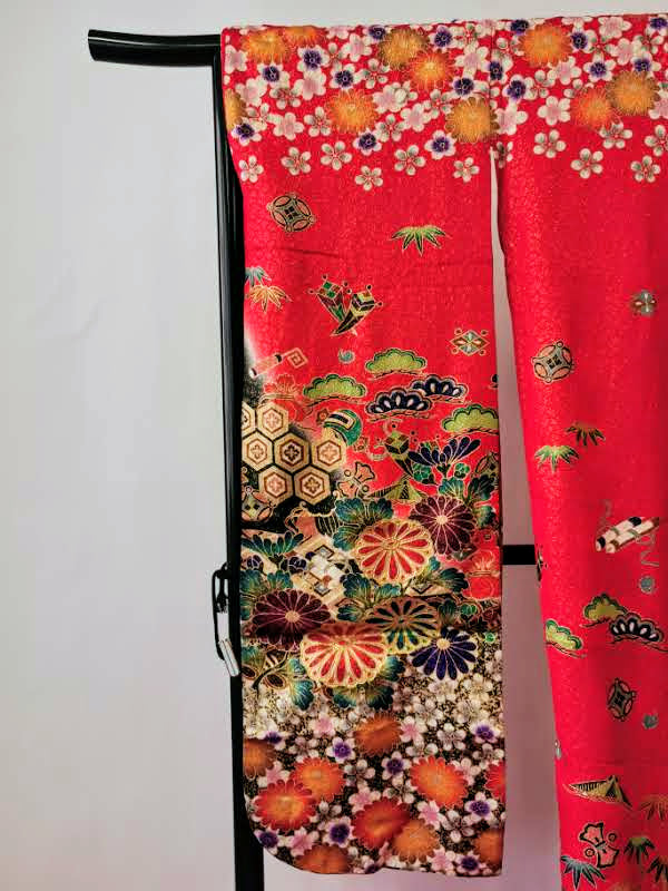 引き振袖 お引きずり 花嫁衣装 結婚式 豪華 ラメ 刺繍 婚礼 ウエディング 古着◆twff222