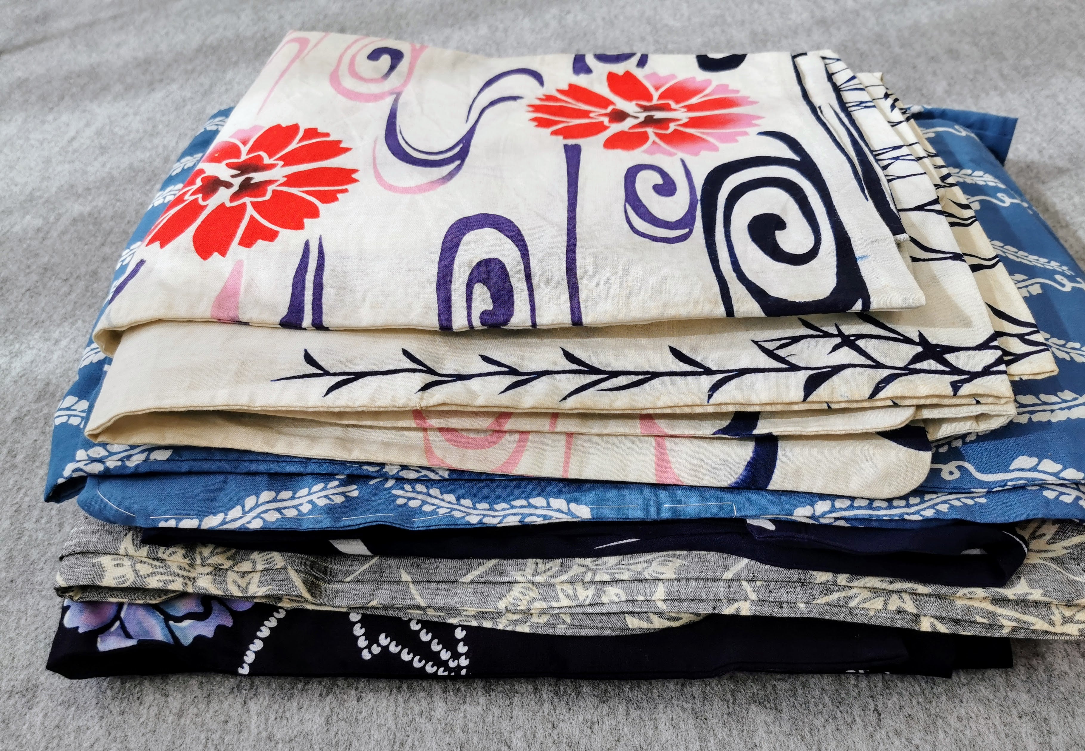 浴衣 女性 5点 まとめ売り 古着 リユース リメイク 和装 和服 和柄 レトロ柄 素材 ハンドメイド 材料 生地◆twy129