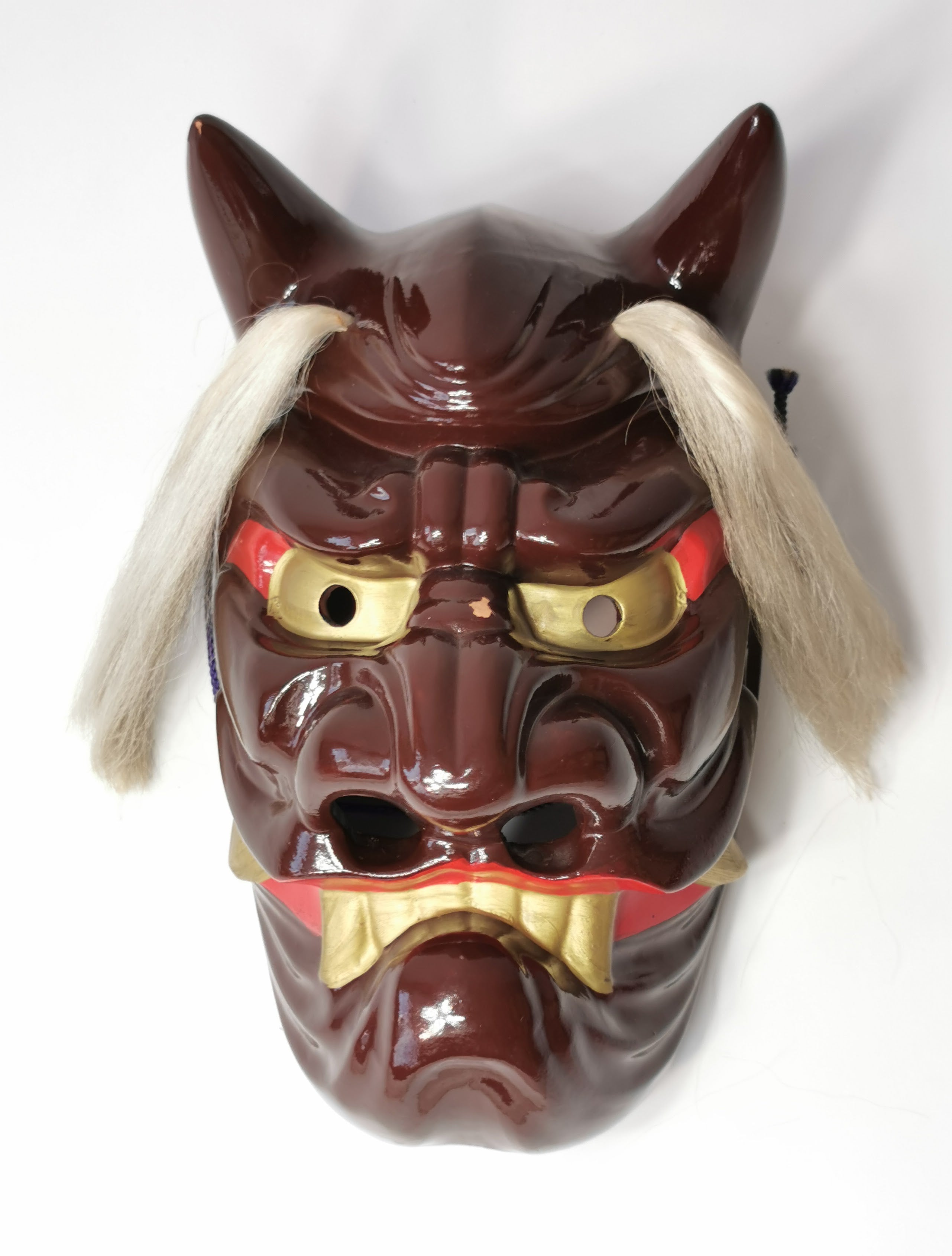 お面 陶器 能面 鬼面 鬼神 能楽 開運 魔除け 招福 縁起物 インテリア◆tko151