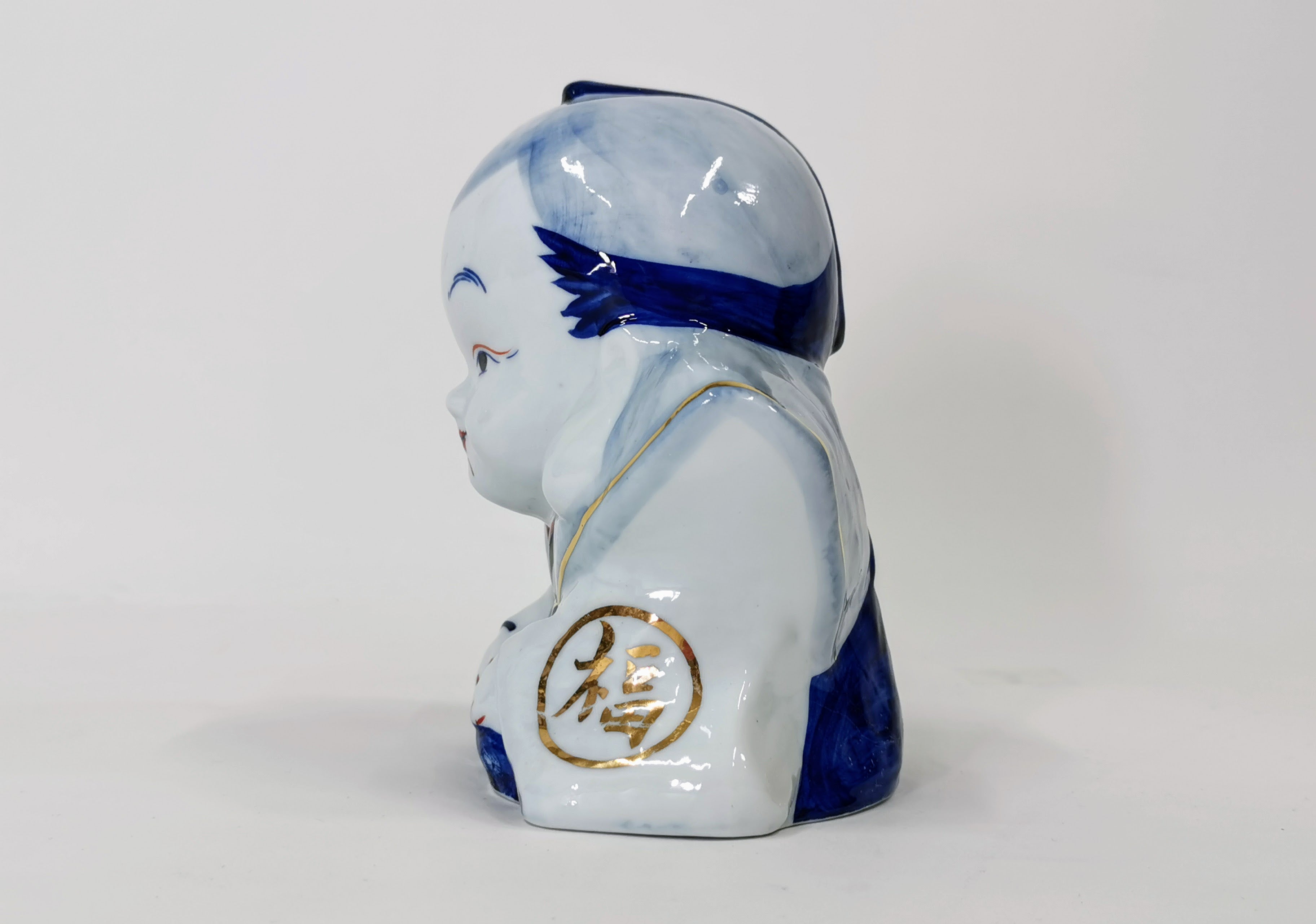 福助 箱付き 招福 レトロ 置物 日本 人形 艶人形 縁起物 骨董品 アンティーク 中古品◆tk288