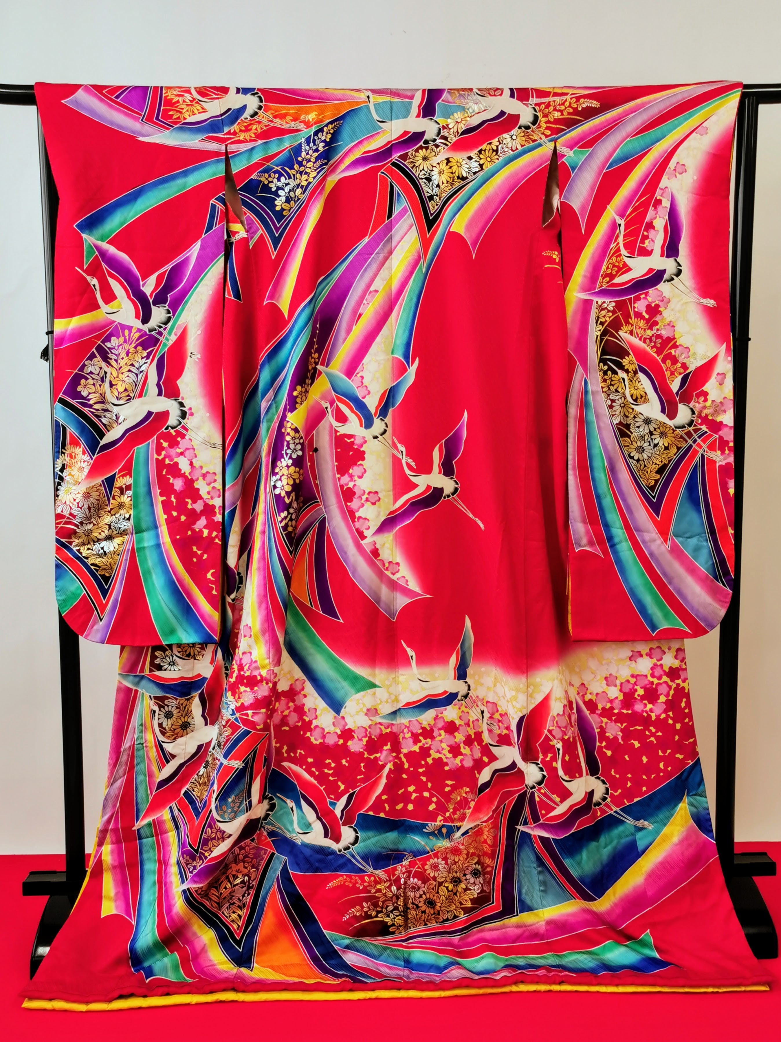 引き振袖 お引きずり 花嫁衣装 結婚式 豪華 カラフル 婚礼 ウエディング 古着◆twff231