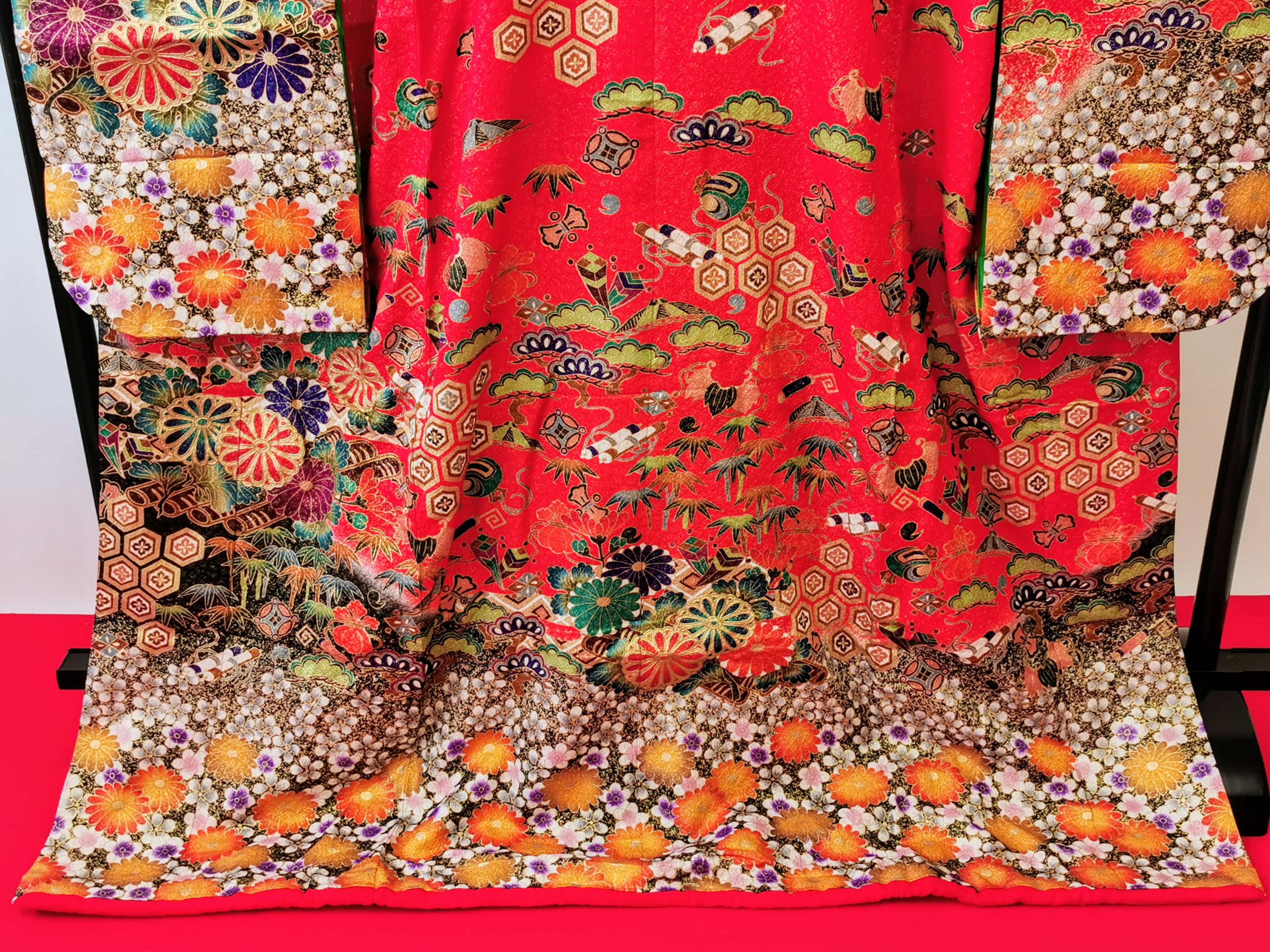 引き振袖 お引きずり 花嫁衣装 結婚式 豪華 ラメ 刺繍 婚礼 ウエディング 古着◆twff222