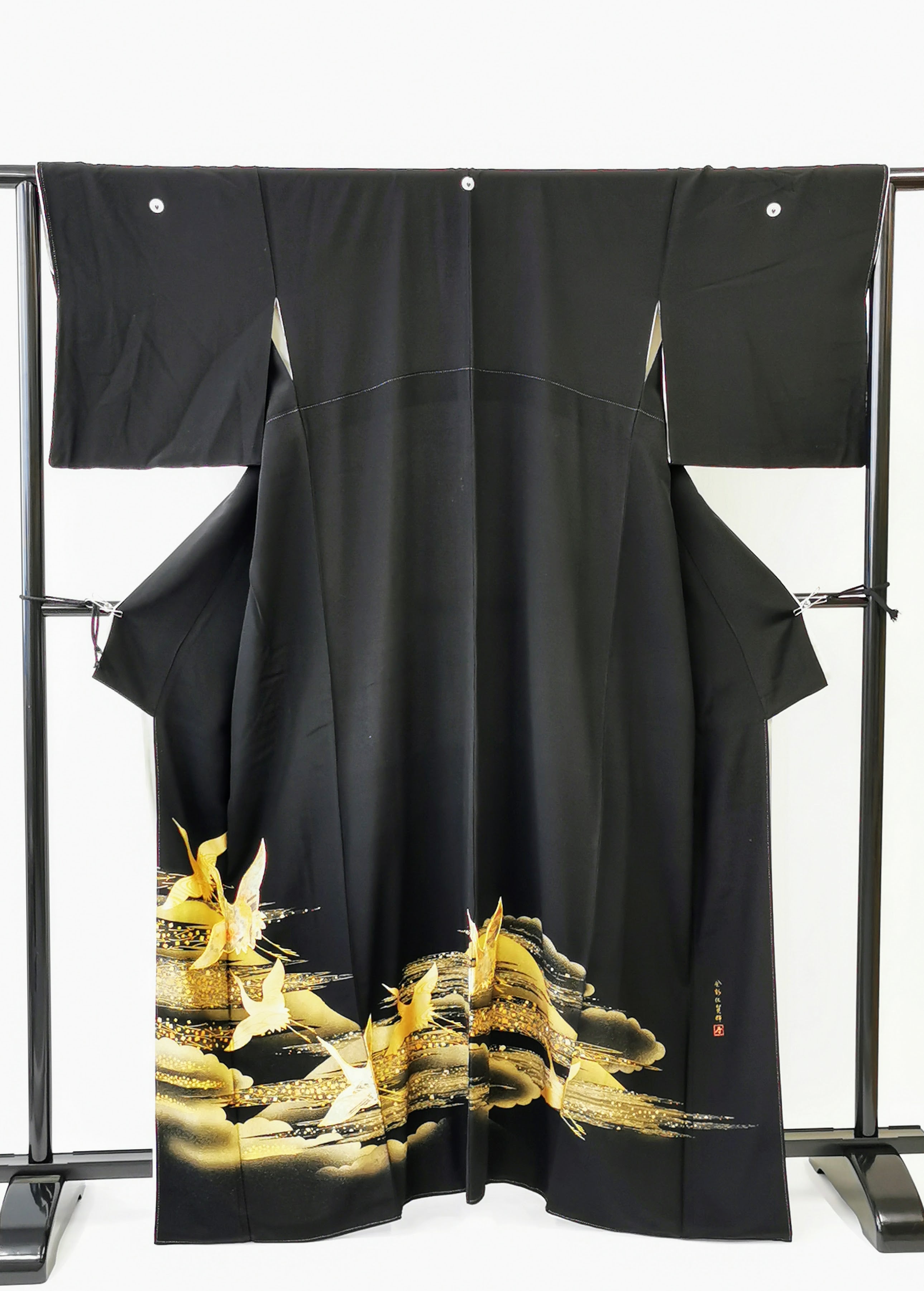 KJ056 Women's Kimono Kurotome Used Japanese Clothes