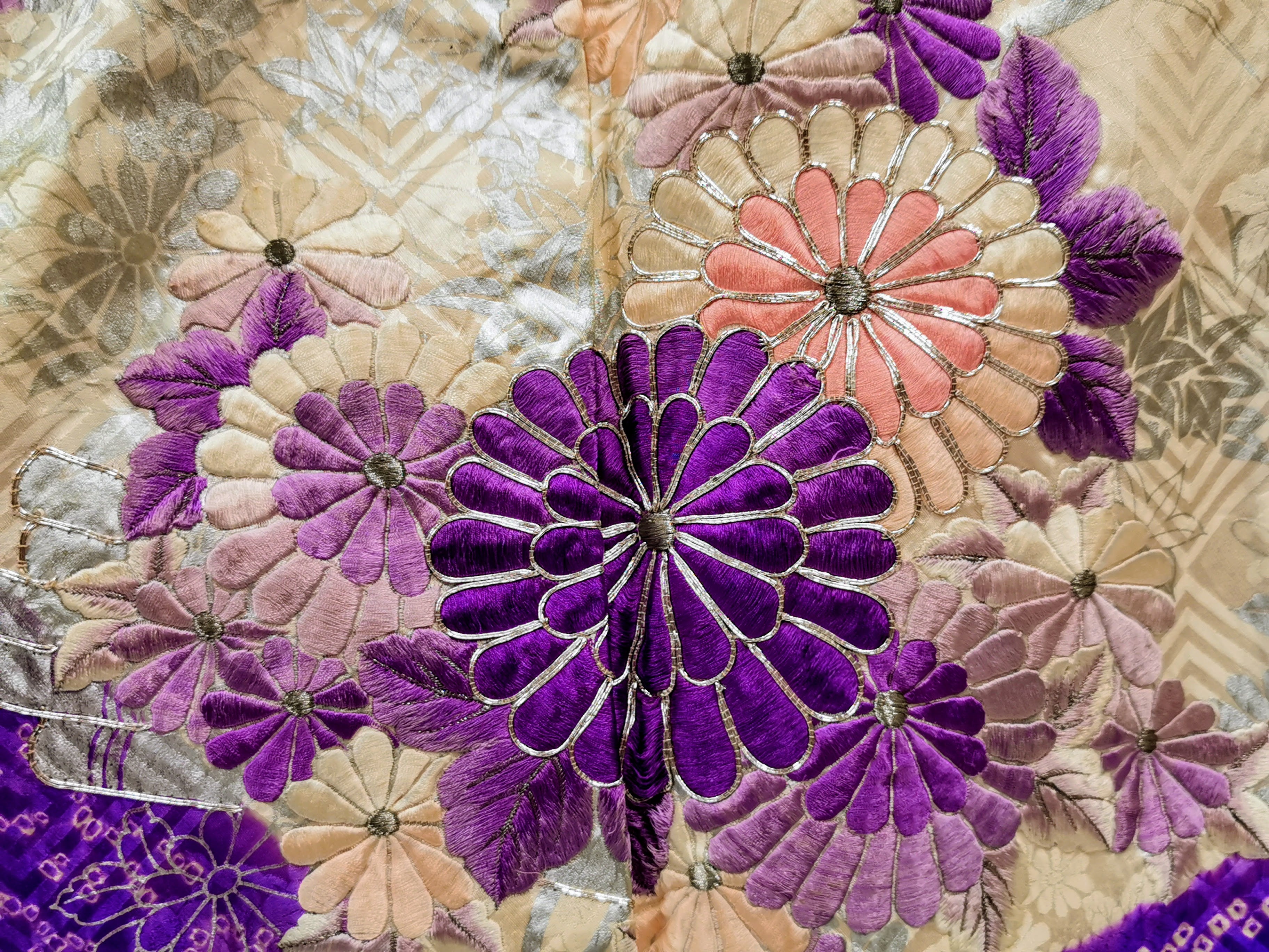 ♦KJ053 Women's Furisode used Japanese clothing