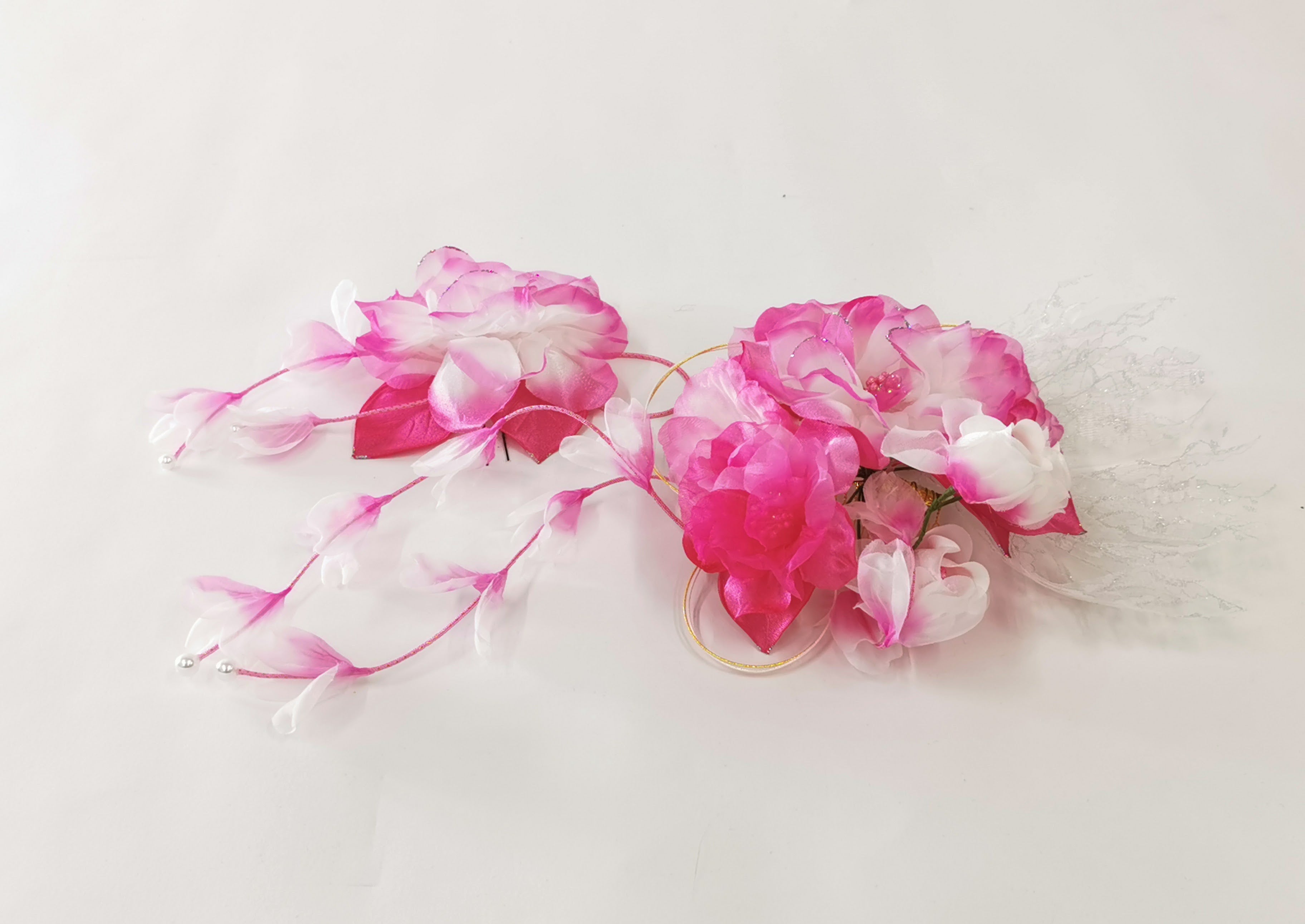 髪飾り(2個入り) 華やか 可愛い 洋花 中古◆ta188