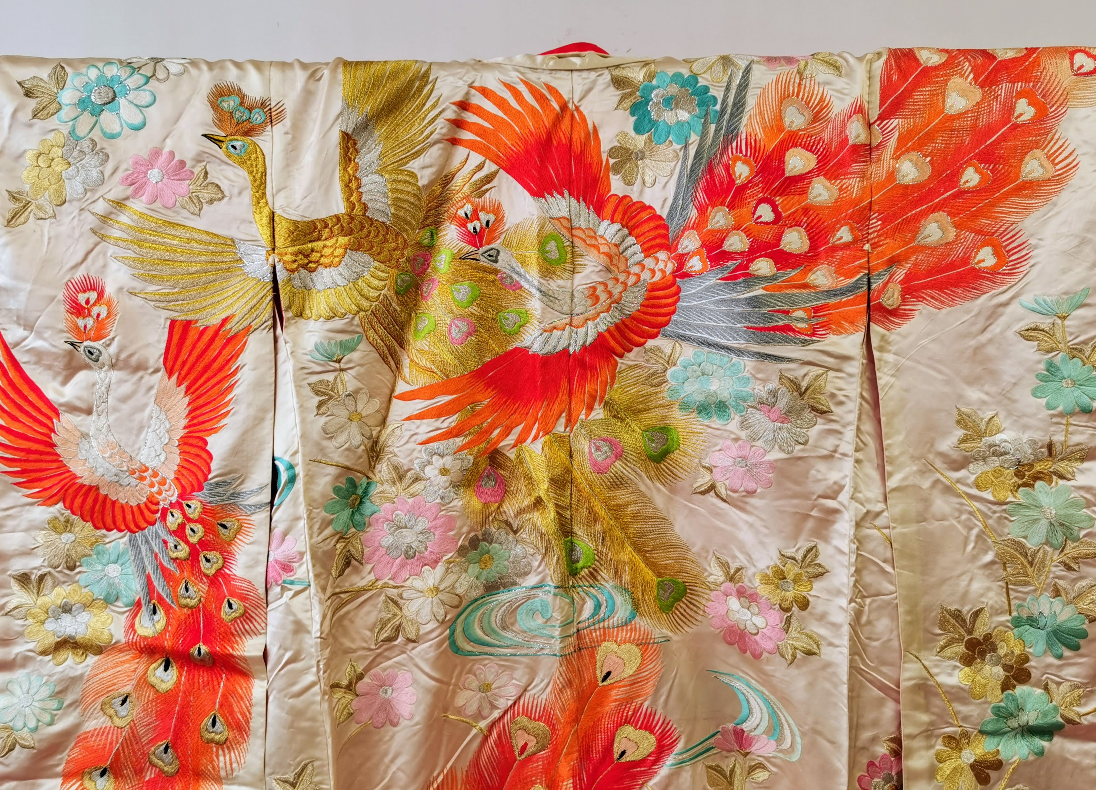 お引きずり 花嫁衣装 結婚式 豪華 刺繍 婚礼 ウエディング 古着◆twff221