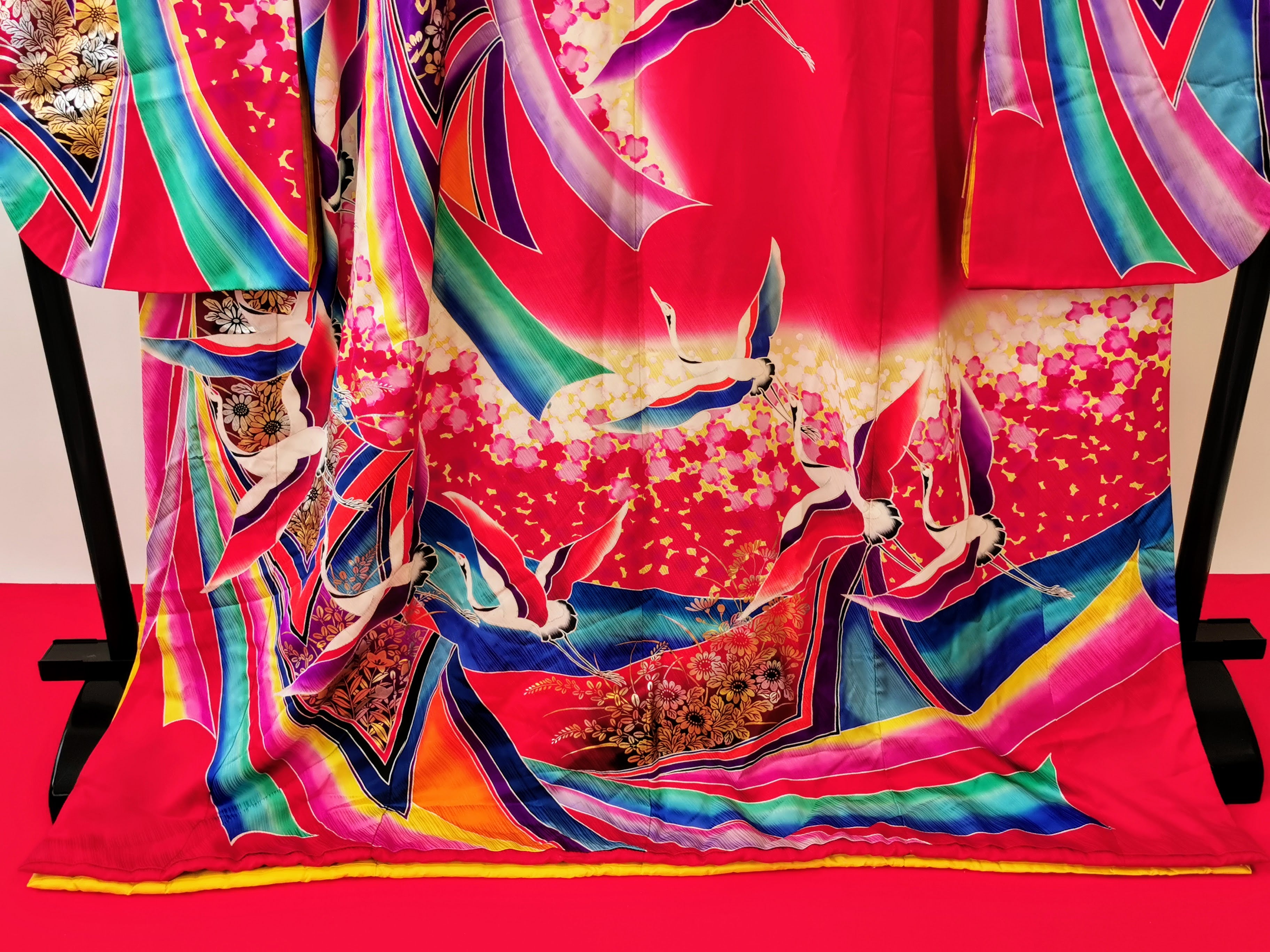 引き振袖 お引きずり 花嫁衣装 結婚式 豪華 カラフル 婚礼 ウエディング 古着◆twff231