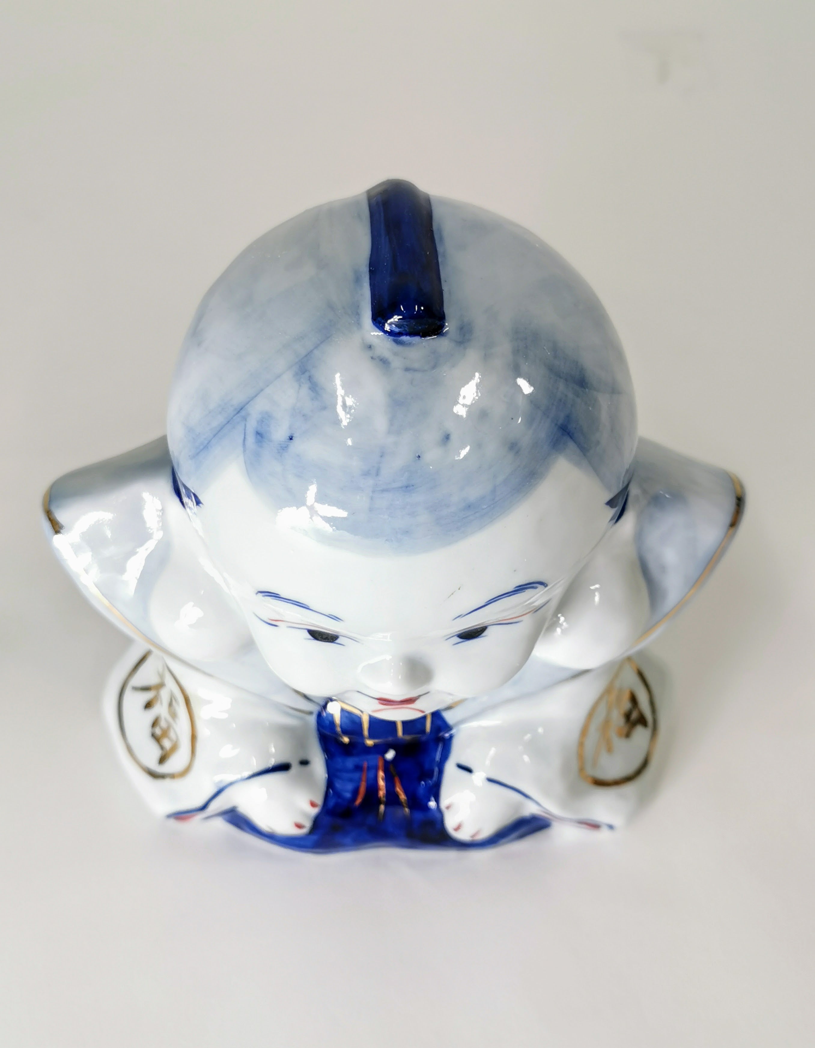 福助 箱付き 招福 レトロ 置物 日本 人形 艶人形 縁起物 骨董品 アンティーク 中古品◆tk288