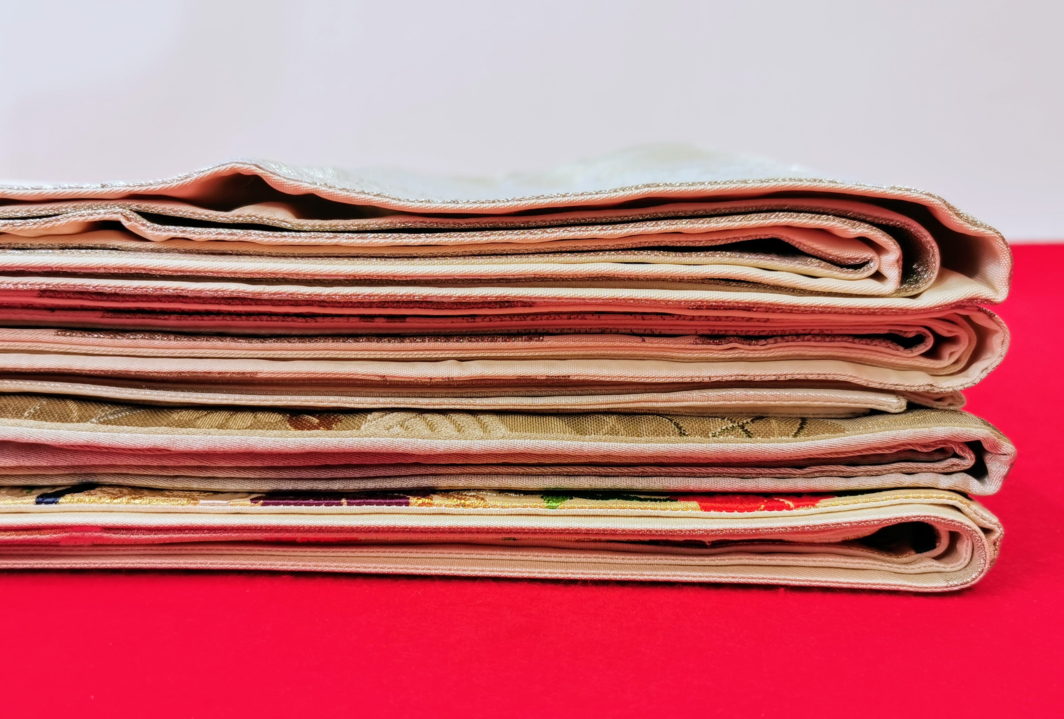 袋帯 5枚まとめ売り シルバー/白系 女性 中古品 和装 和装小物 リメイク 古布リメイク ハギレ 帯 和◆toh192