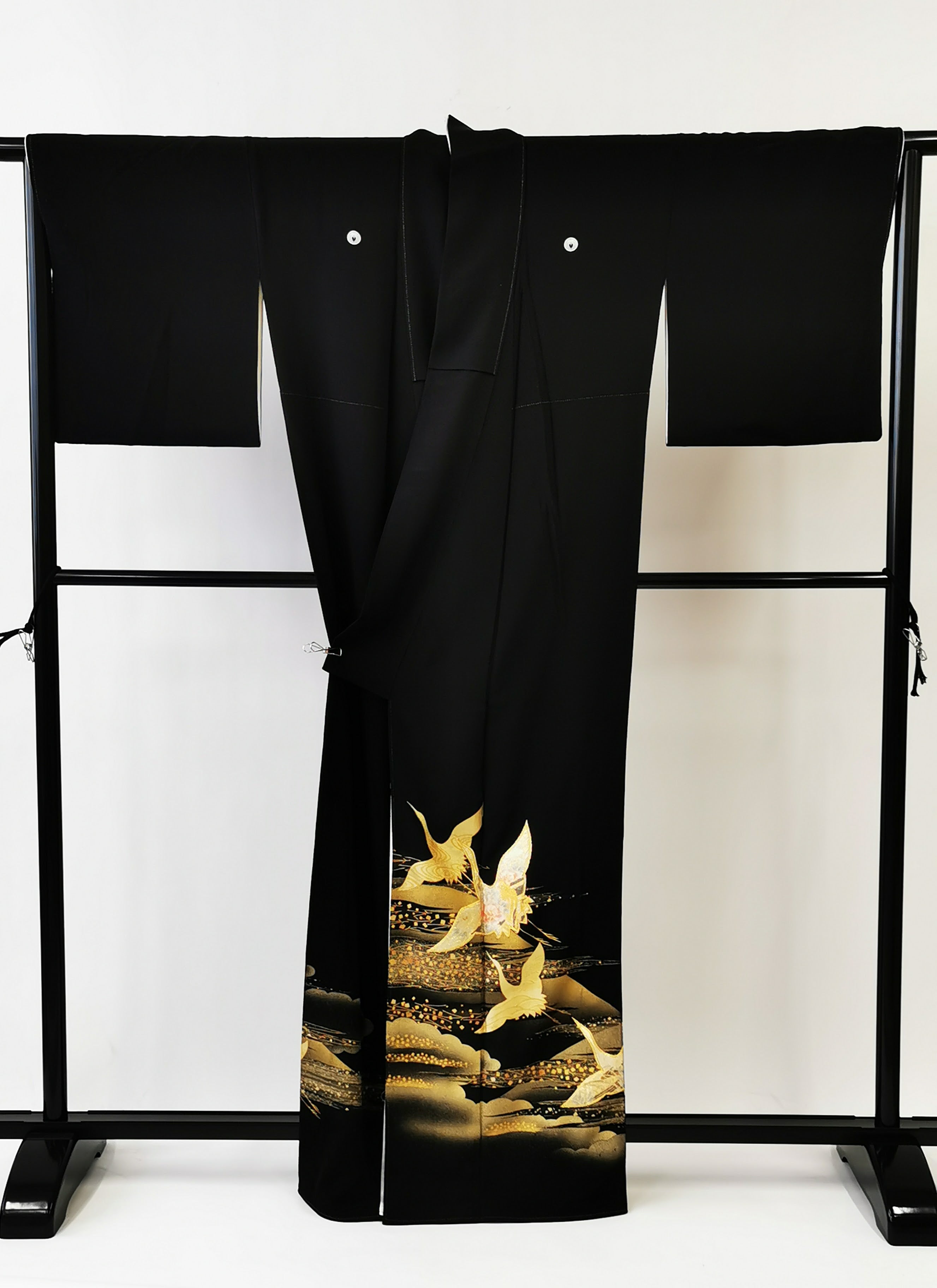 KJ056 Women's Kimono Kurotome Used Japanese Clothes